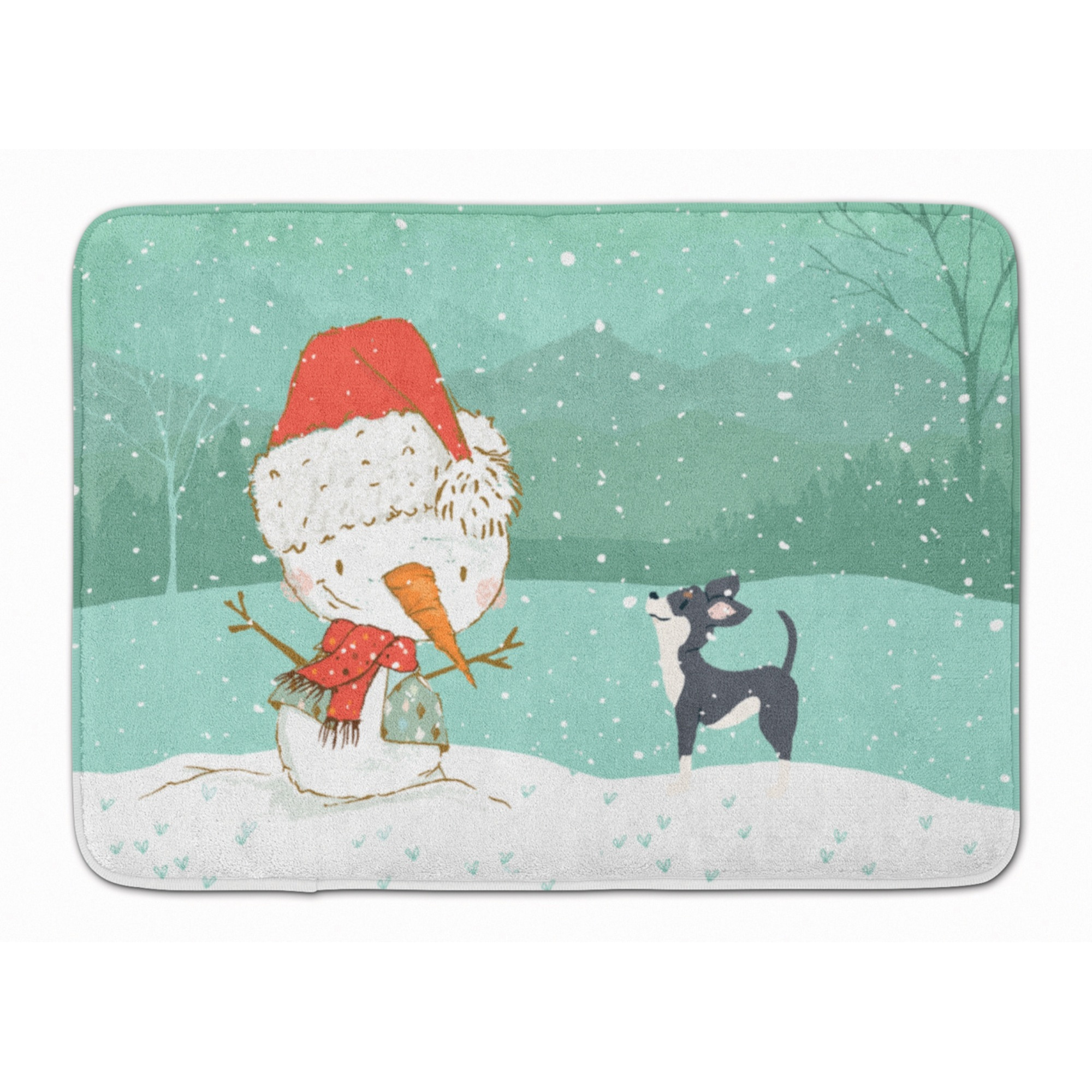 &quotCaroline's Treasures Black Chihuahua Snowman Christmas Machine Washable Memory Foam Mat, Multicolor"