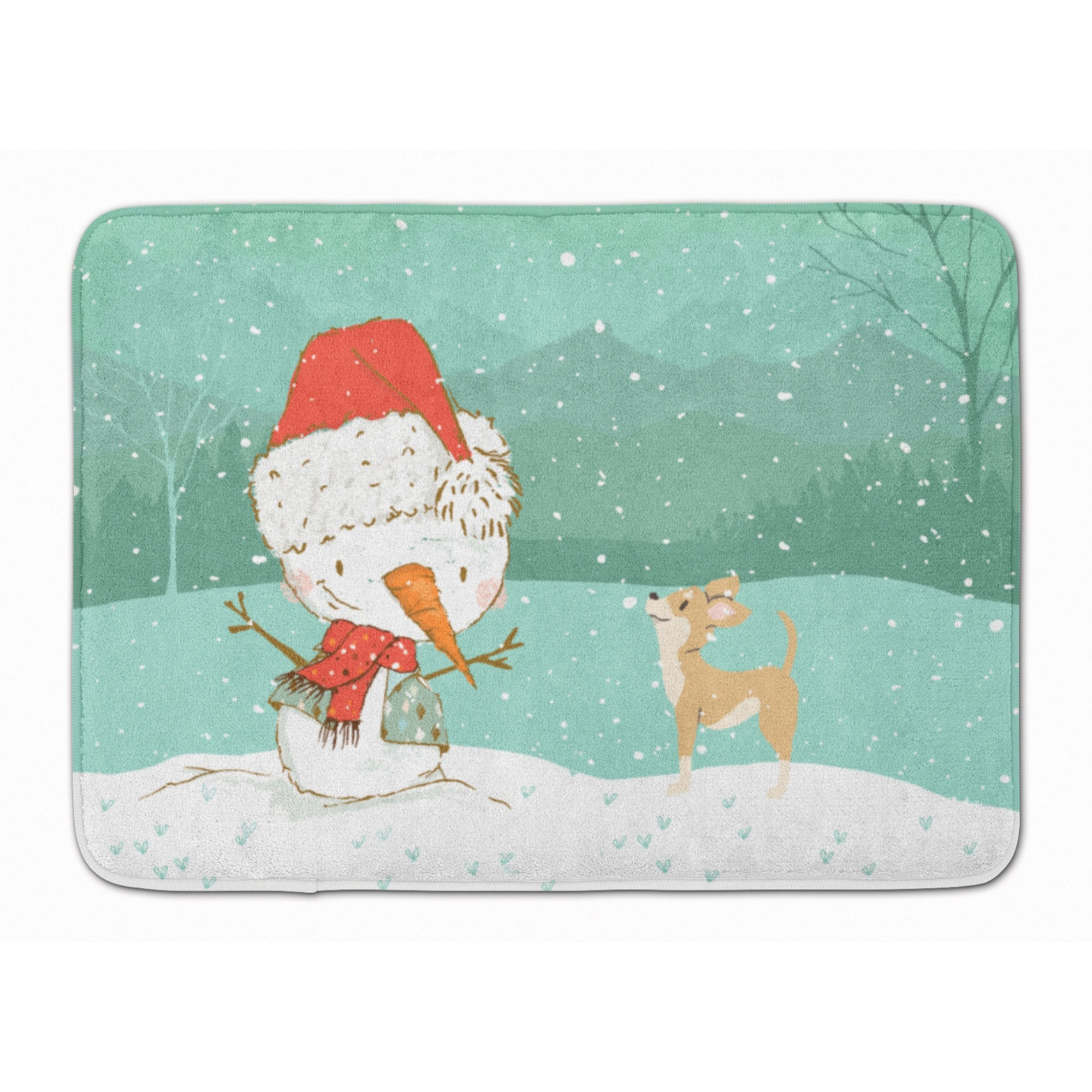 &quotCaroline's Treasures Tan Chihuahua Snowman Christmas Machine Washable Memory Foam Mat, Multicolor"