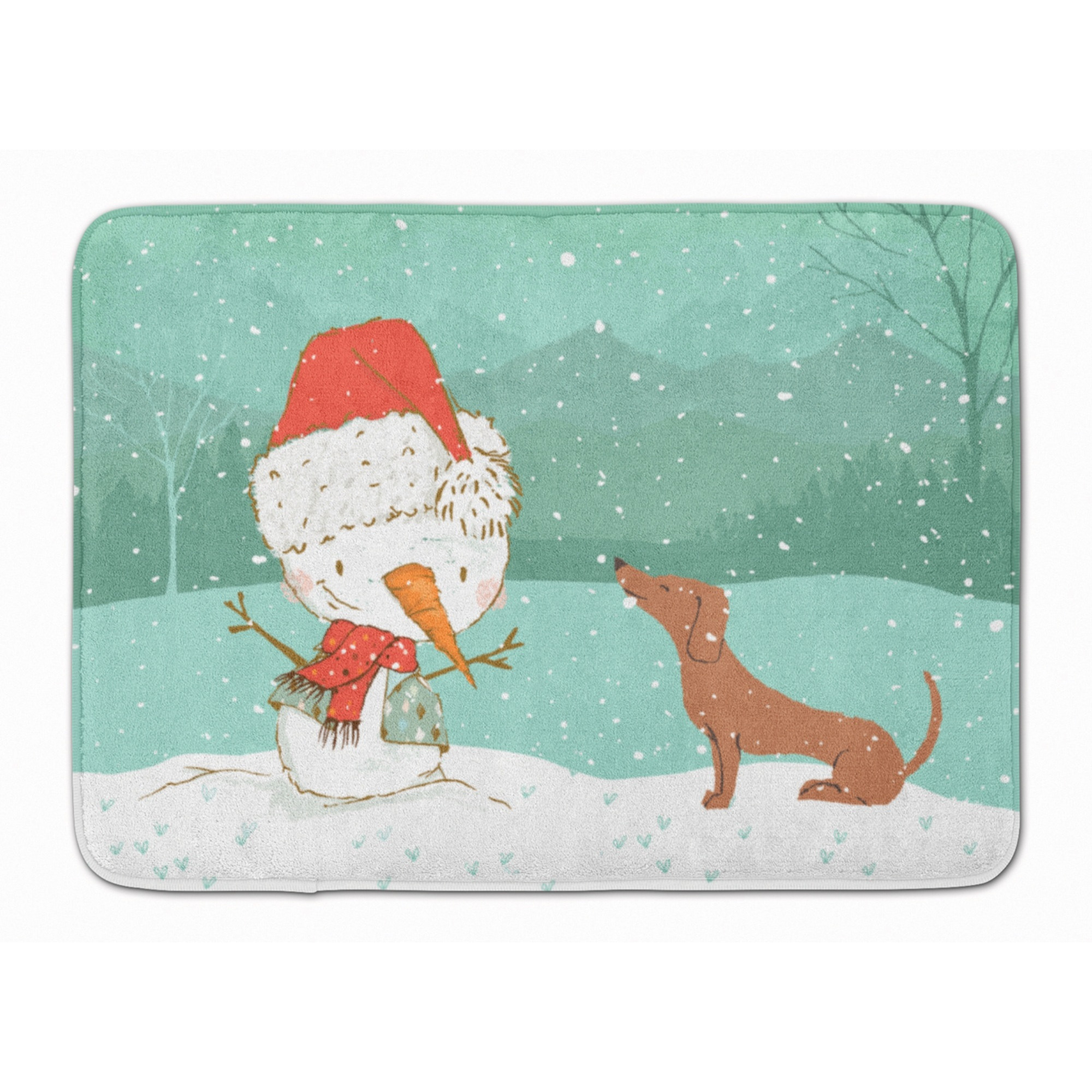 &quotCaroline's Treasures Red Dachshund Snowman Christmas Machine Washable Memory Foam Mat, Multicolor"