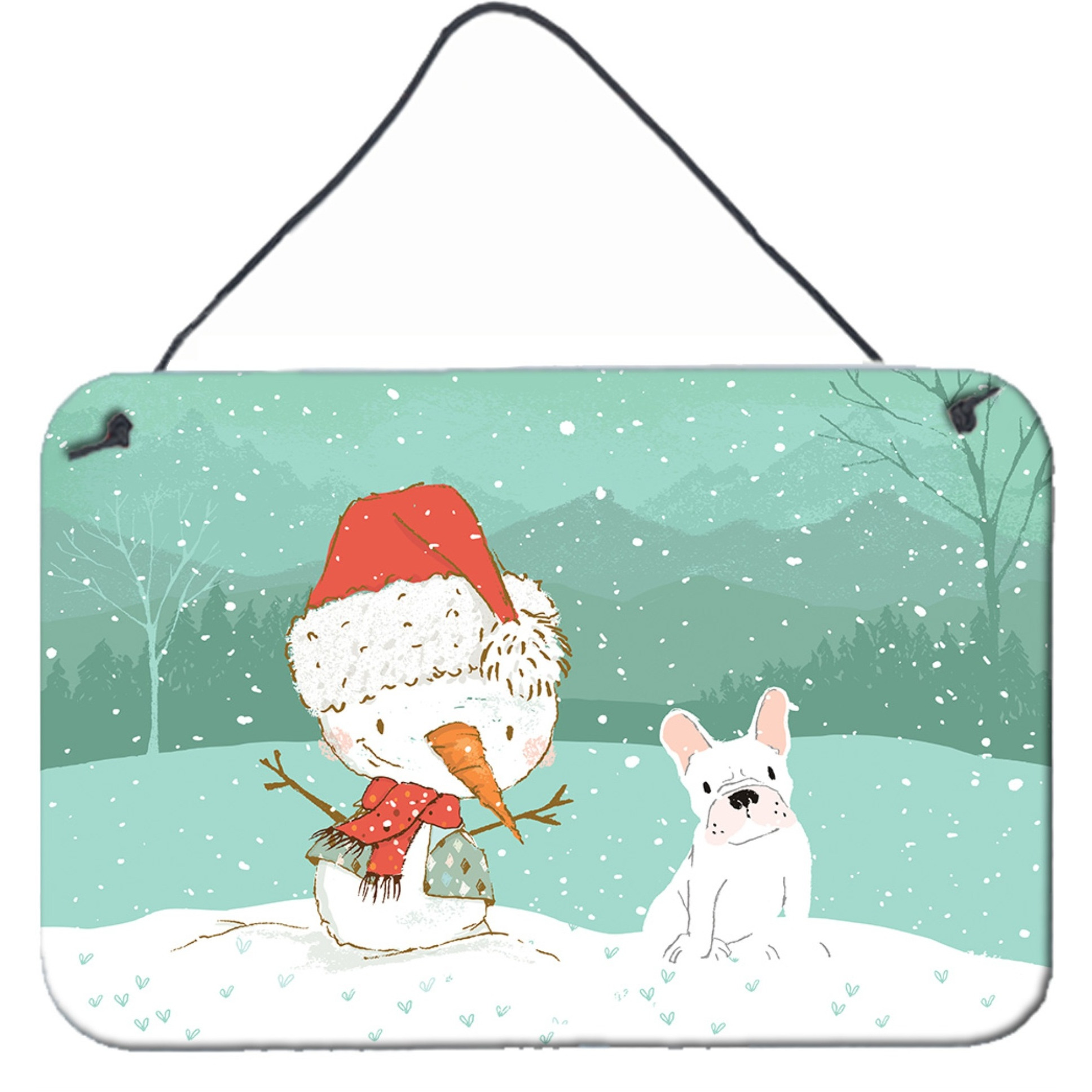 Caroline's Treasures Snowman White French Bulldog Christmas Wall or Door Hanging Prints