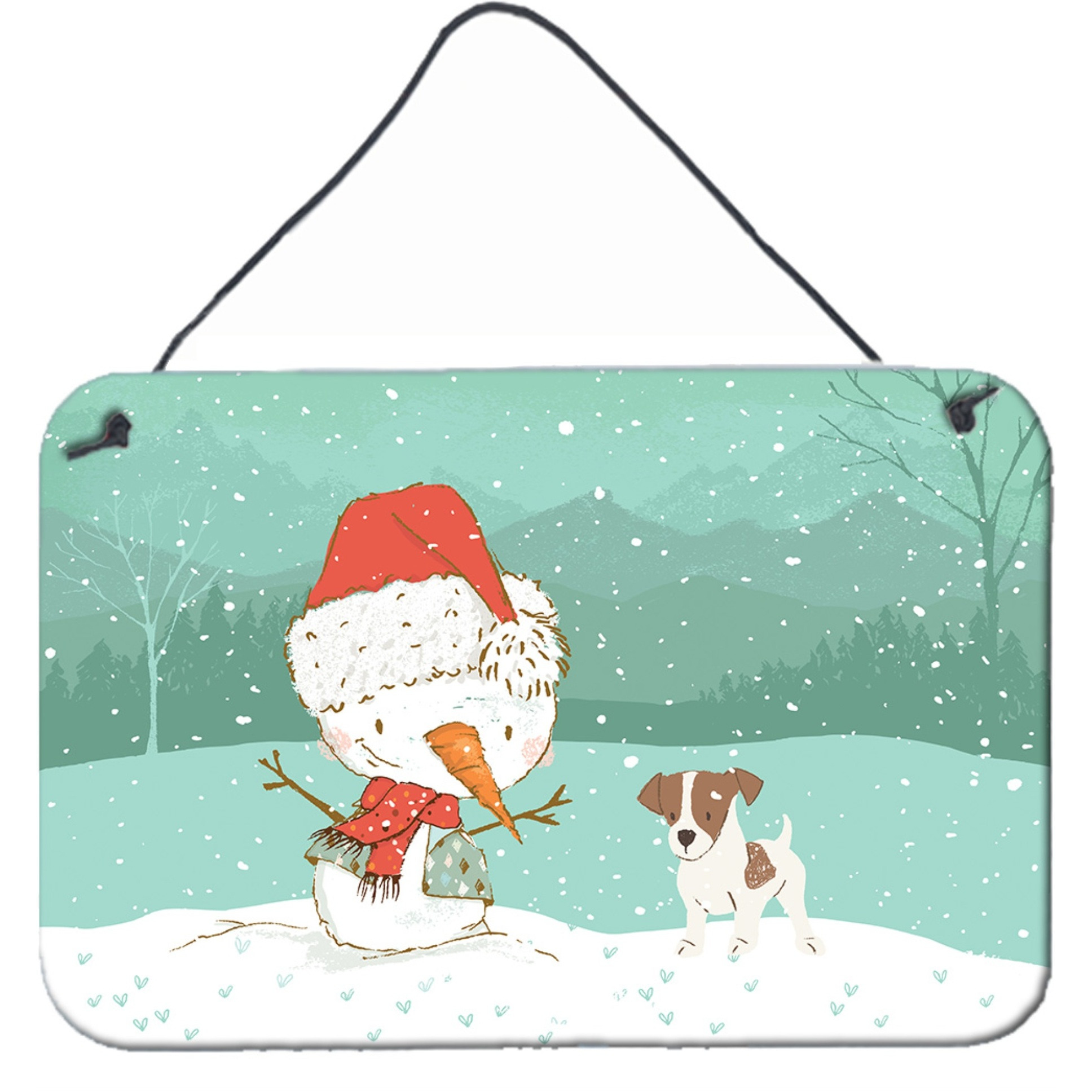 Caroline's Treasures Snowman Jack Russell Terrier 2 Christmas Wall or Door Hanging Prints