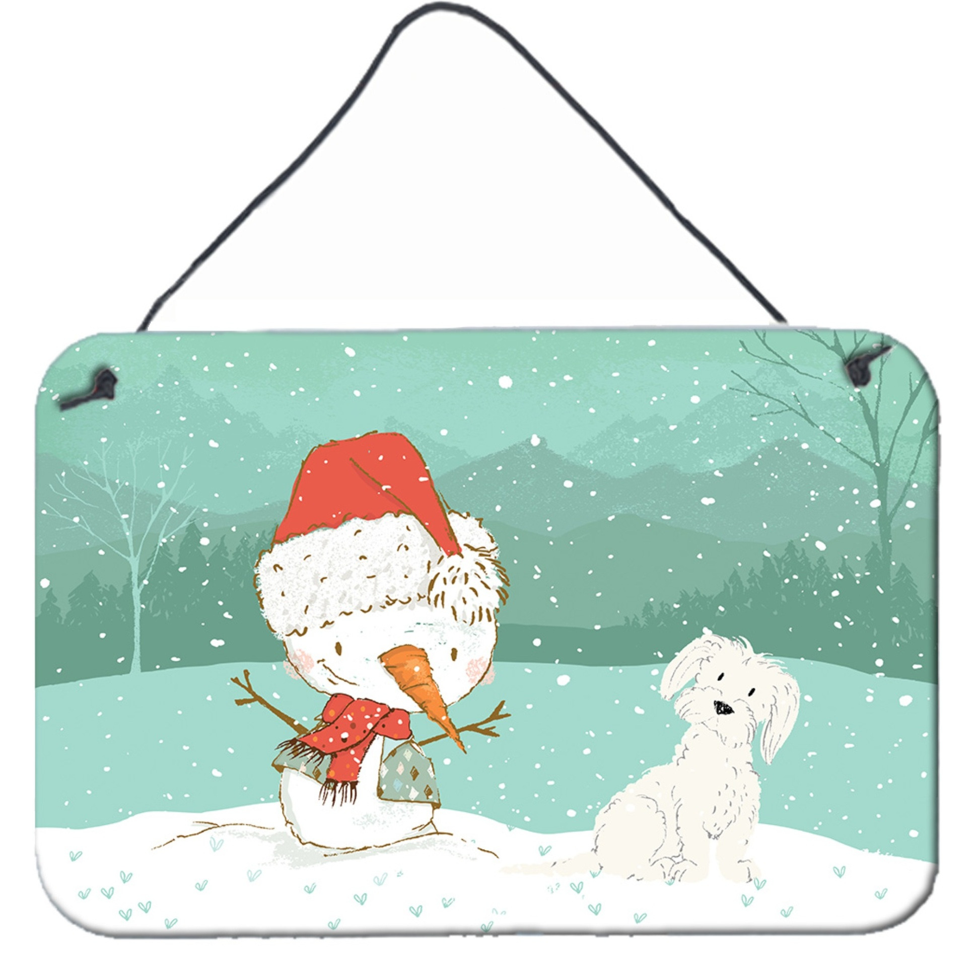Caroline's Treasures Snowman Maltese Christmas Wall or Door Hanging Prints