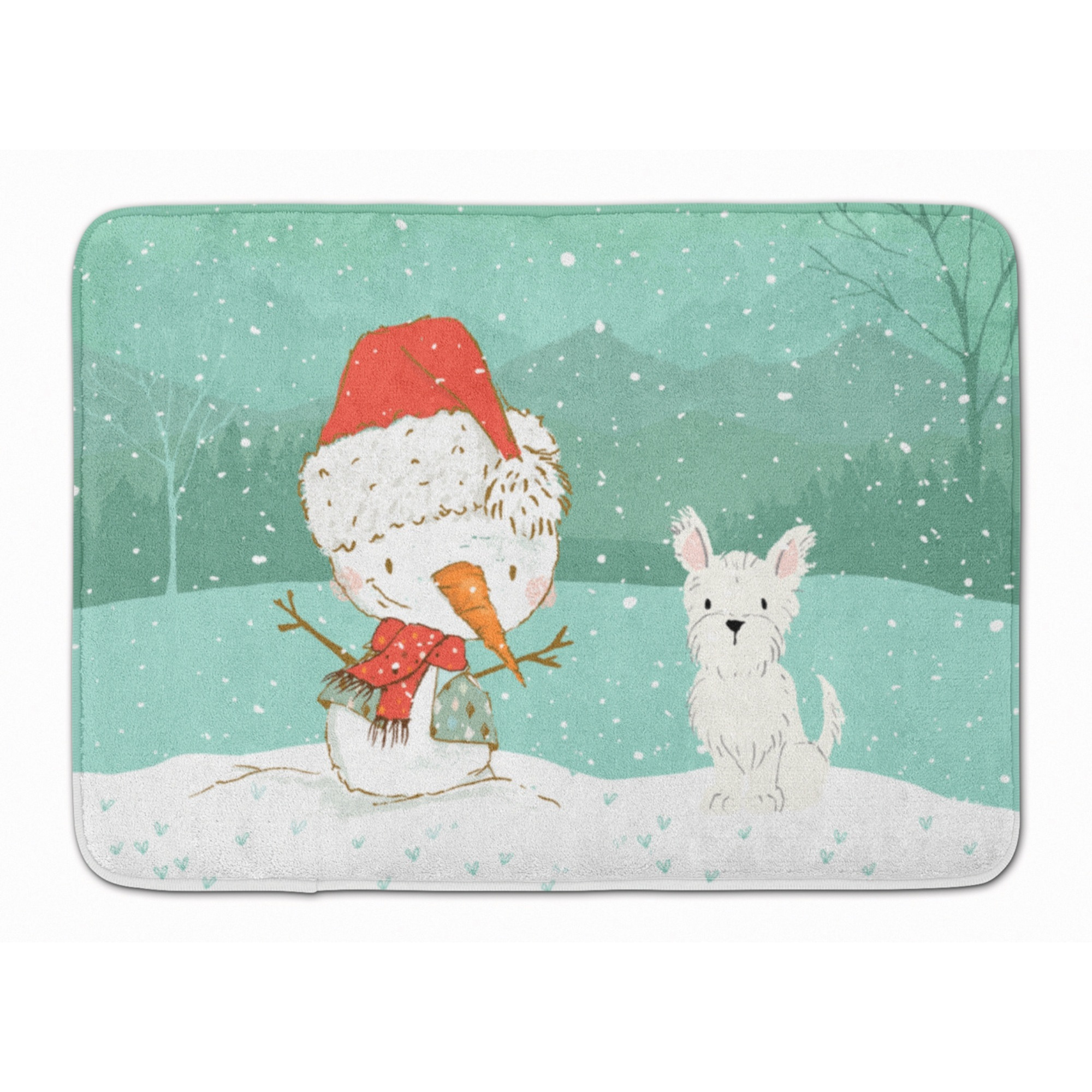 &quotCaroline's Treasures Westie Terrier Snowman Christmas Machine Washable Memory Foam Mat, Multicolor"