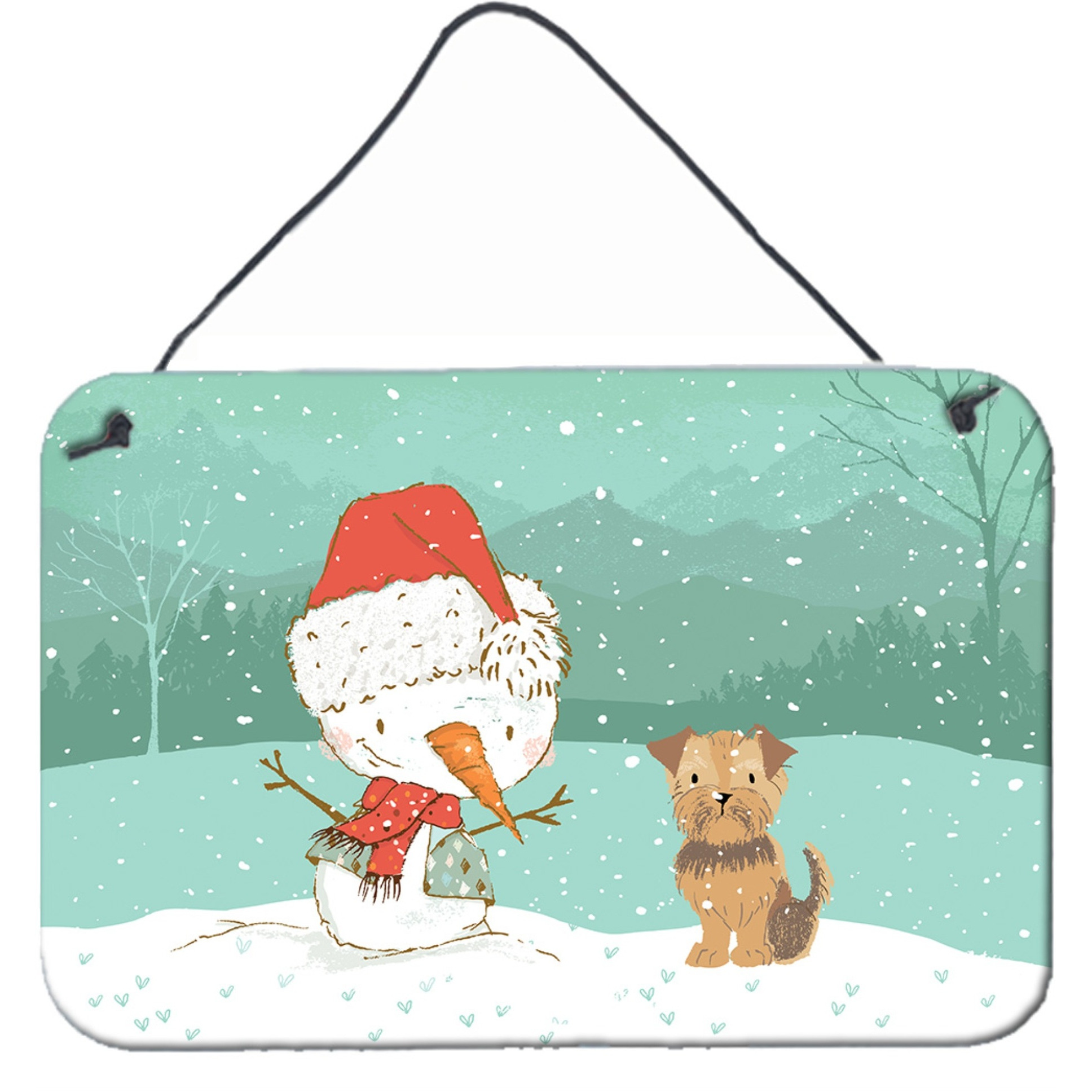 Caroline's Treasures Snowman Yorkie Natural Ears Christmas Wall or Door Hanging Prints