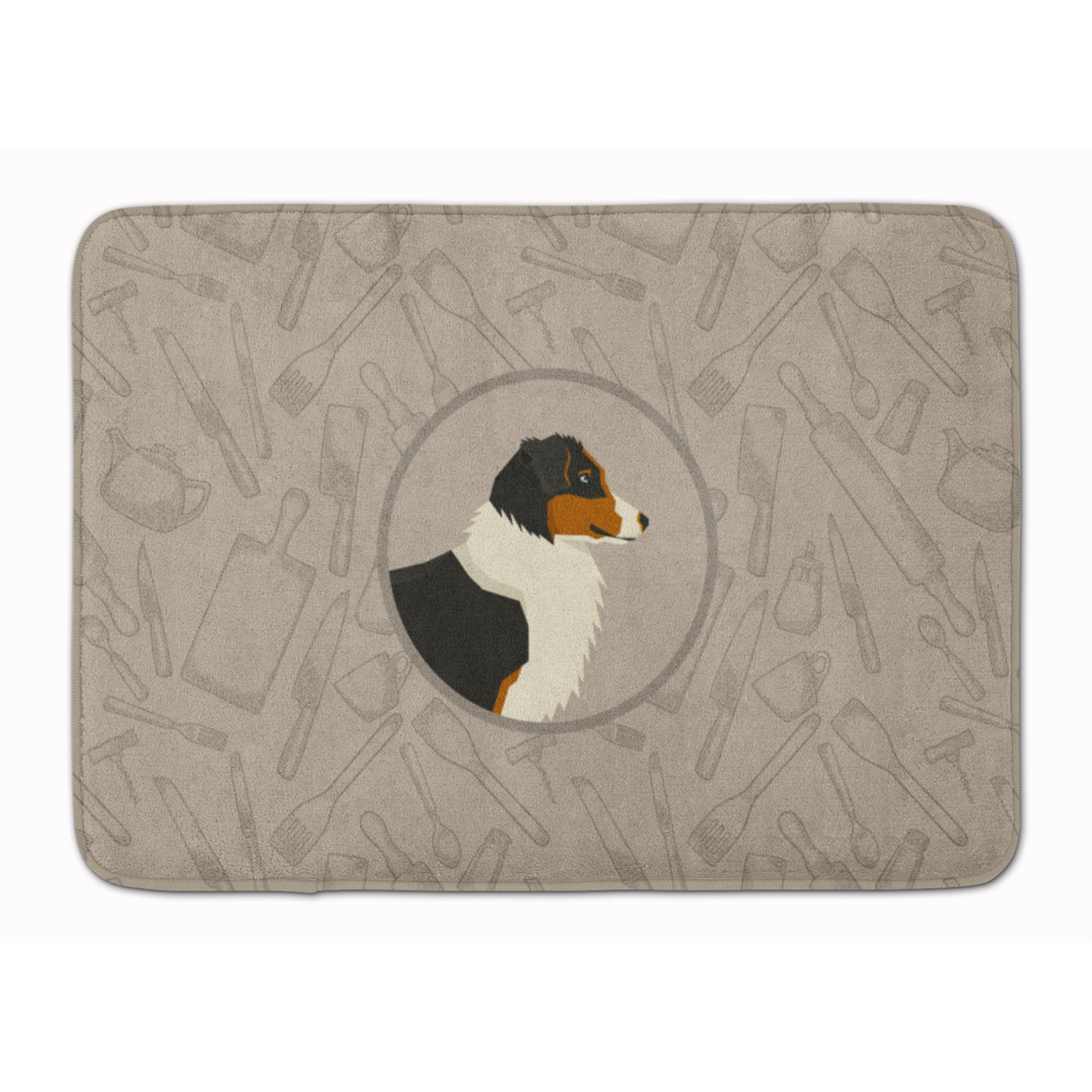 &quotCaroline's Treasures Australian Shepherd In the Kitchen Machine Washable Memory Foam Mat doormats, Multicolor"