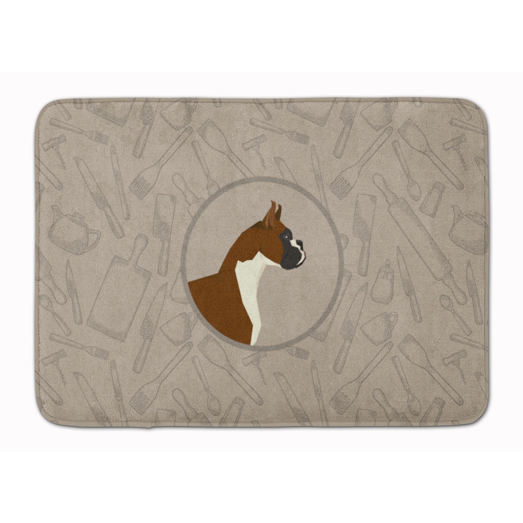 &quotCaroline's Treasures Boxer In the Kitchen Machine Washable Memory Foam Mat doormats, Multicolor"