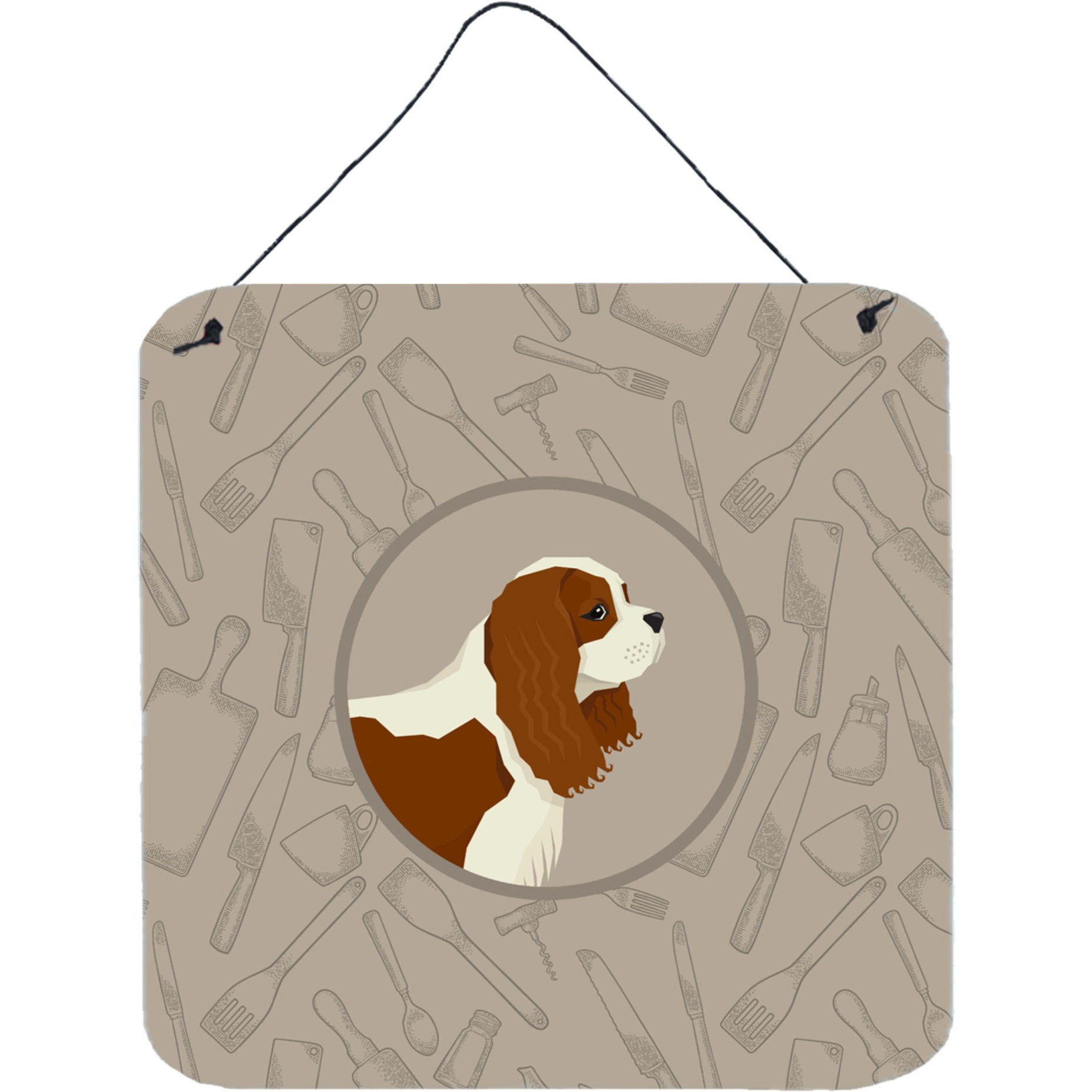 &quotCaroline's Treasures Cavalier Spaniel in The Kitchen Door Hanging Prints wall-decor, Multicolor"