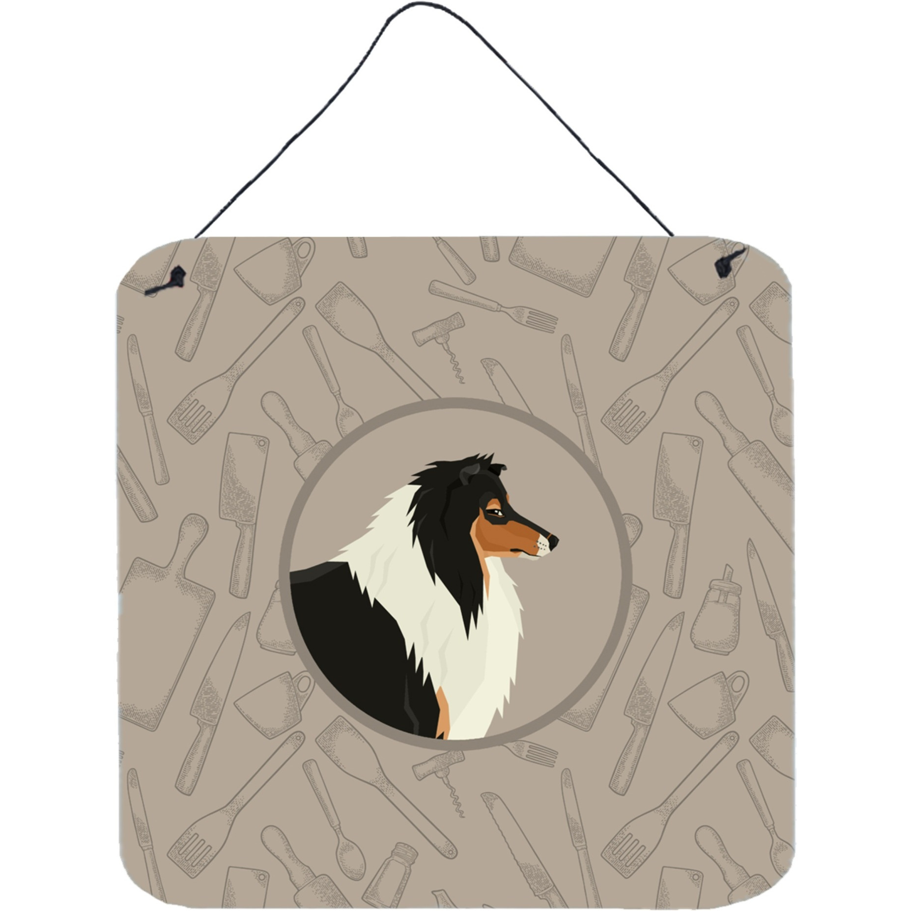 &quotCaroline's Treasures Collie in The Kitchen Door Hanging Prints wall-decor, Multicolor"