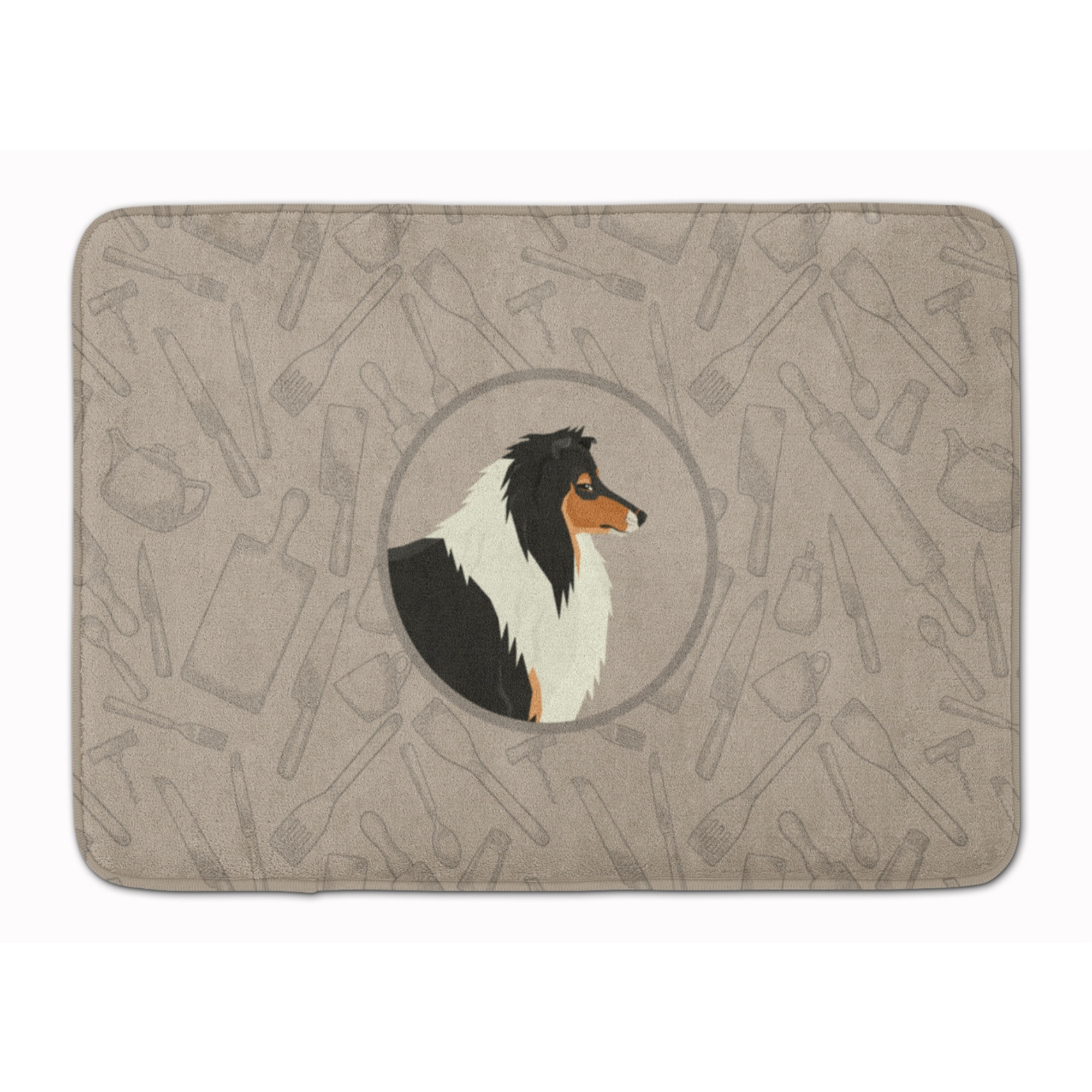 &quotCaroline's Treasures Collie In the Kitchen Machine Washable Memory Foam Mat doormats, Multicolor"