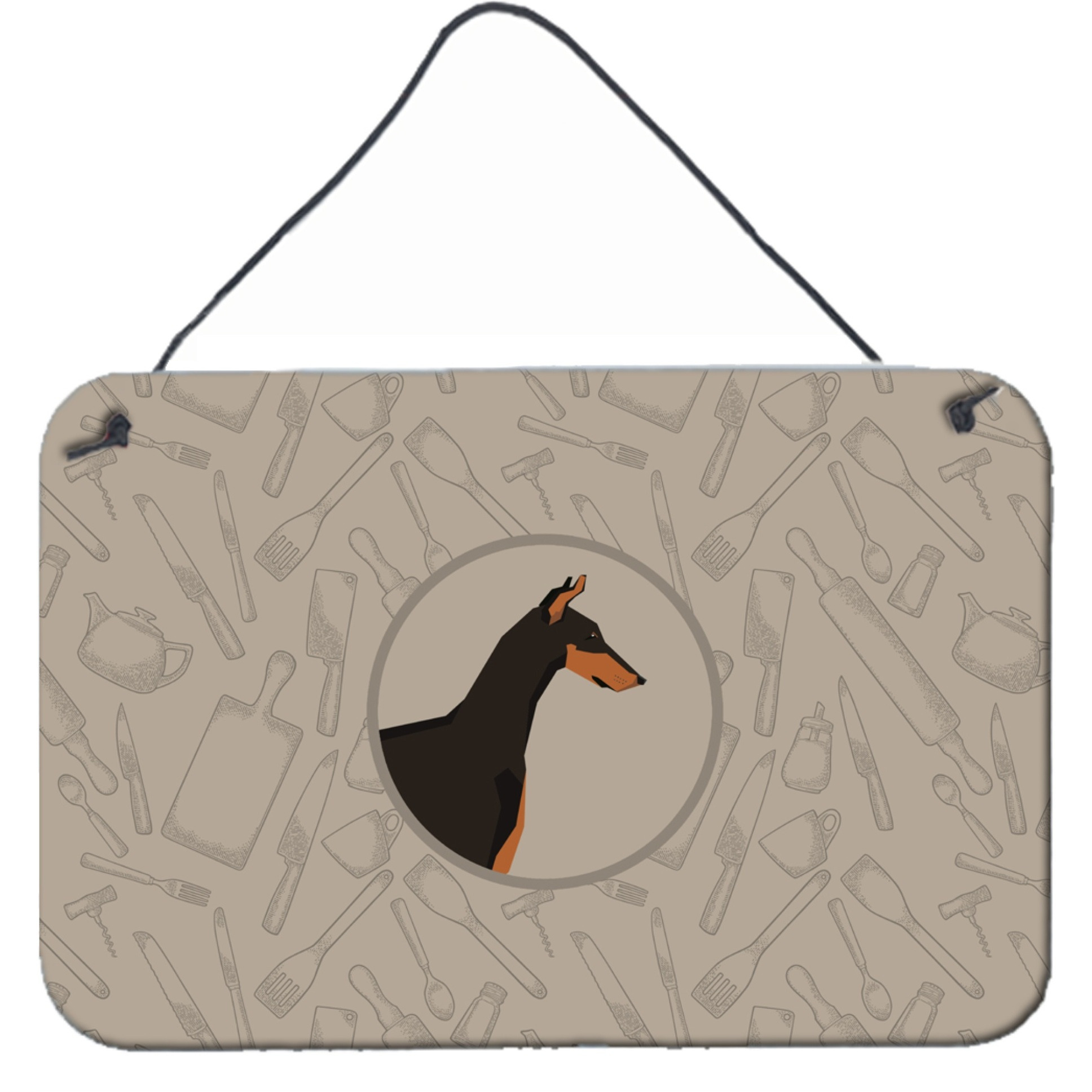 &quotCaroline's Treasures Doberman Pinscher in The Kitchen Door Hanging Prints wall-decor, Multicolor"