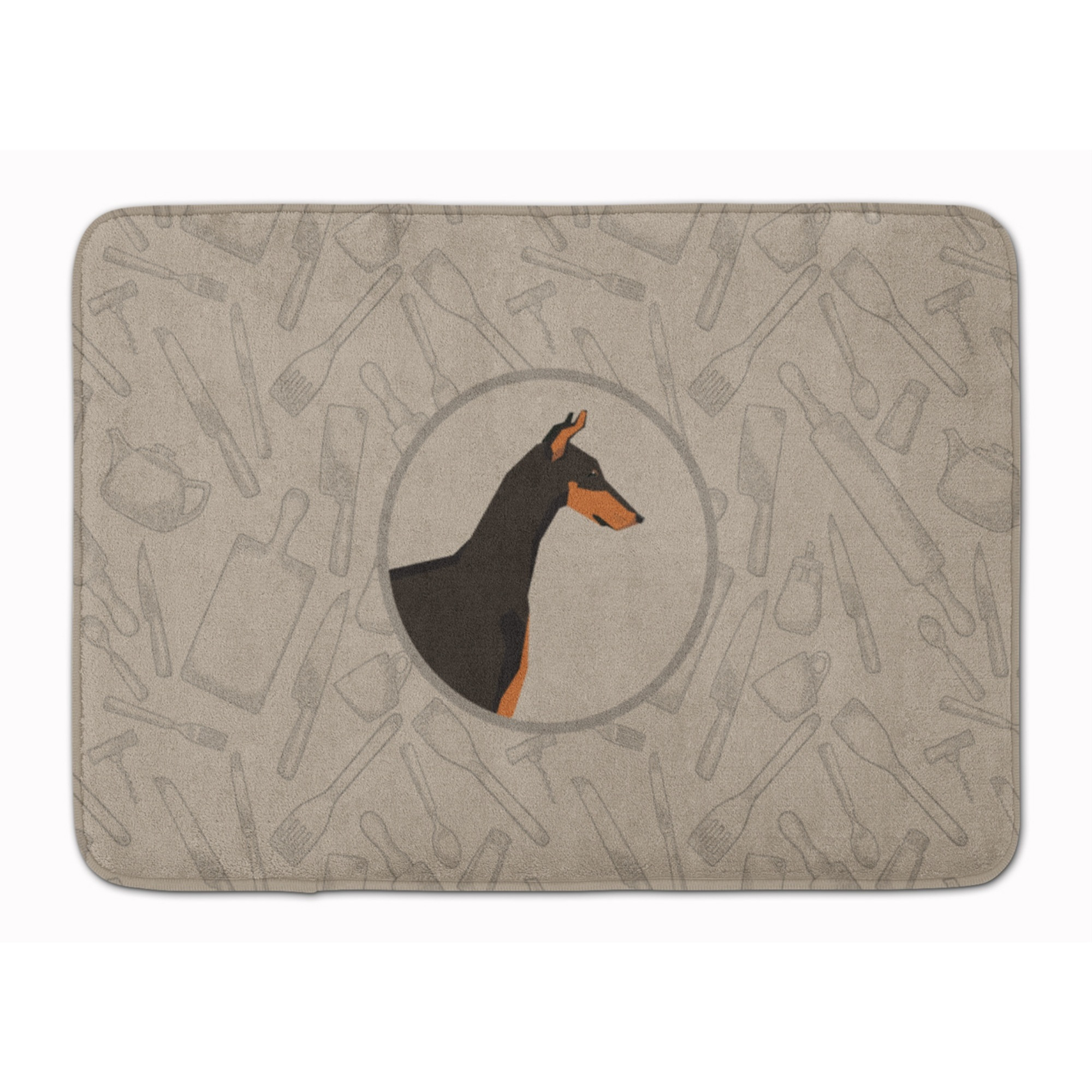 &quotCaroline's Treasures Doberman Pinscher In the Kitchen Machine Washable Memory Foam Mat doormats, Multicolor"