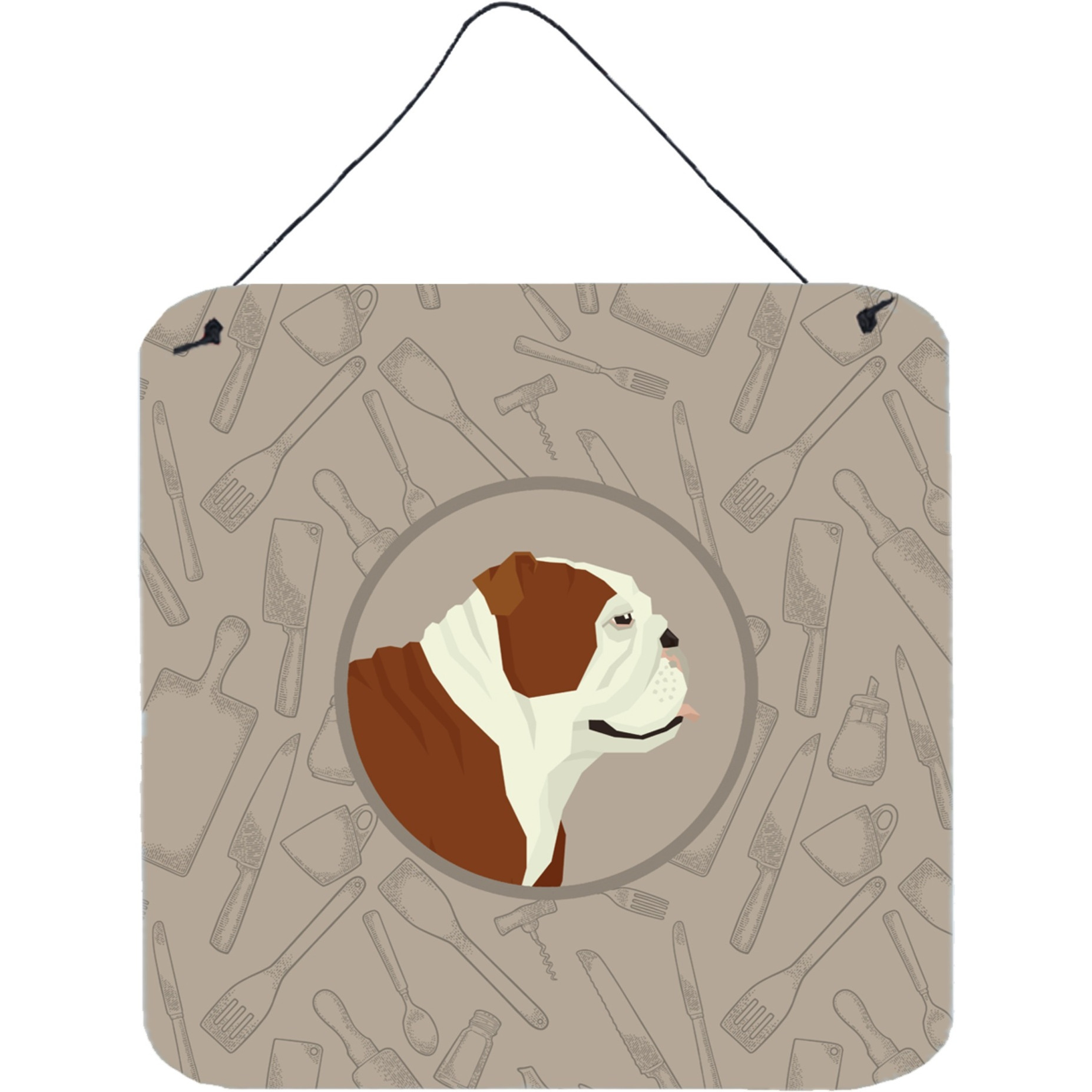 &quotCaroline's Treasures English Bulldog in The Kitchen Door Hanging Prints wall-decor, Multicolor"