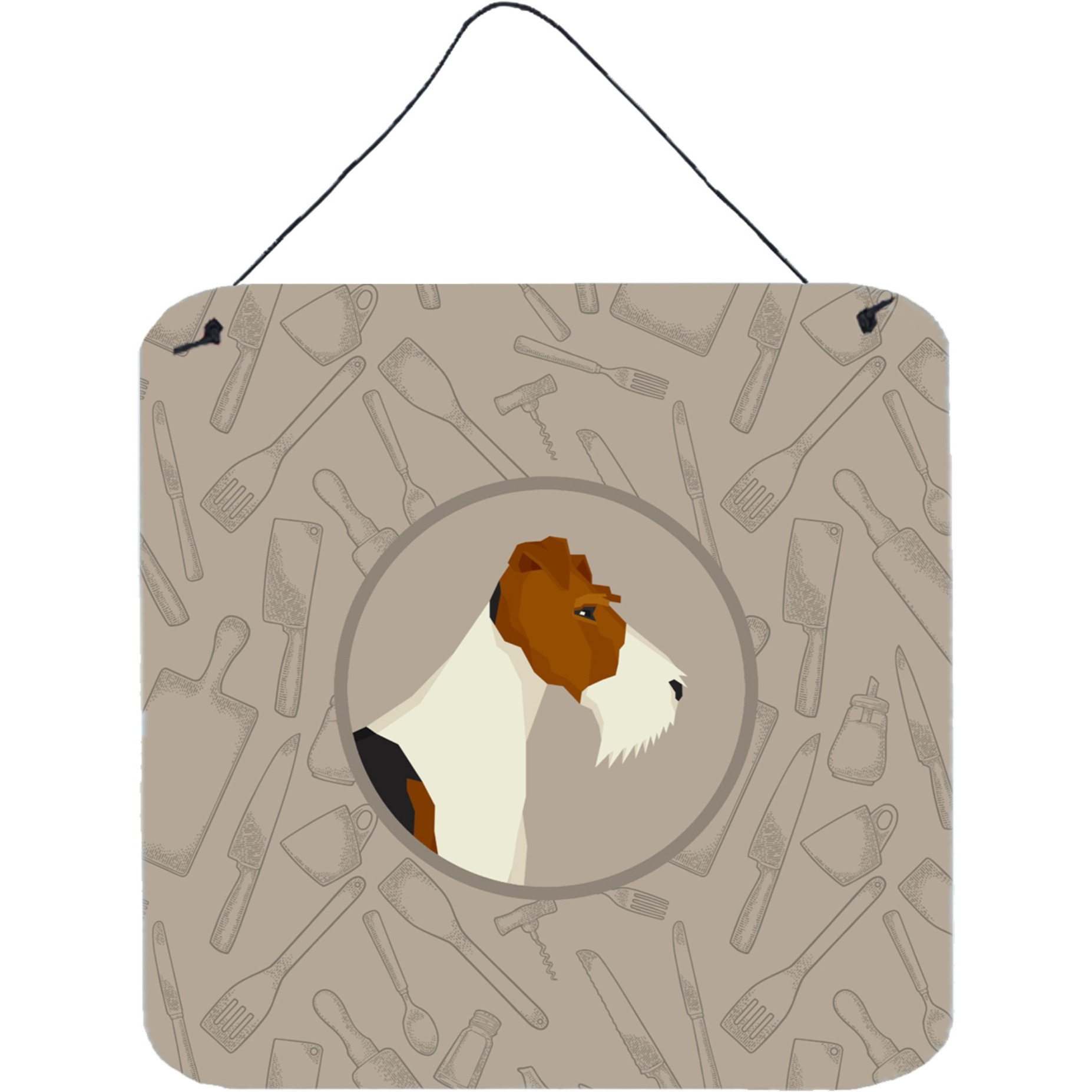 &quotCaroline's Treasures Fox Terrier in The Kitchen Door Hanging Prints wall-decor, Multicolor"