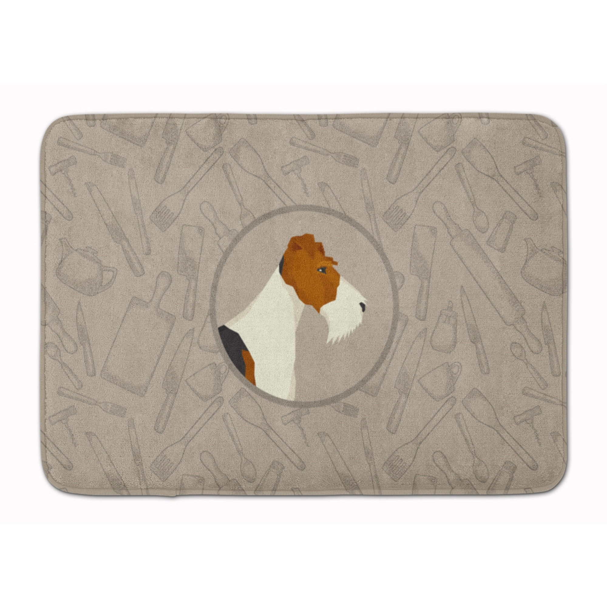 &quotCaroline's Treasures Fox Terrier In the Kitchen Machine Washable Memory Foam Mat doormats, Multicolor"
