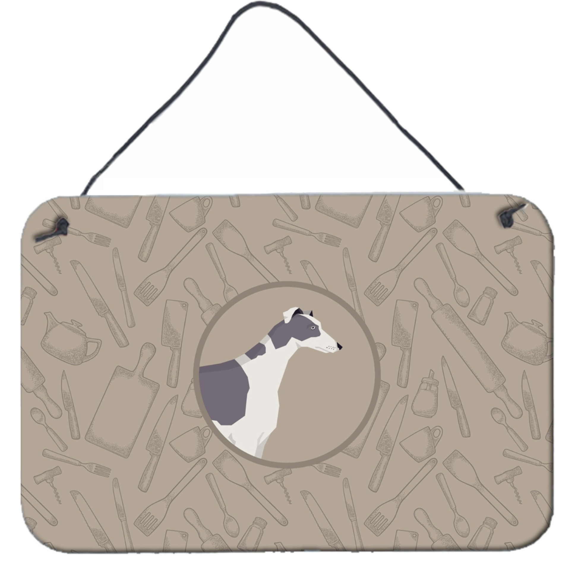 &quotCaroline's Treasures Greyhound in The Kitchen Door Hanging Prints wall-decor, Multicolor"