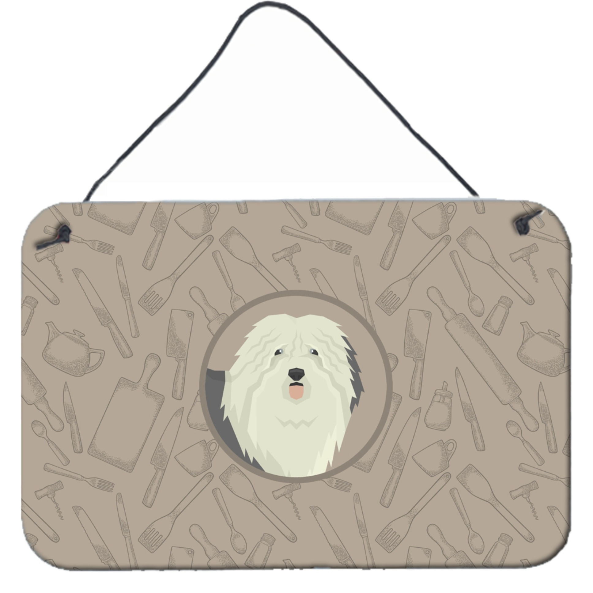 &quotCaroline's Treasures Old English Sheepdog in The Kitchen Door Hanging Prints wall-decor, Multicolor"
