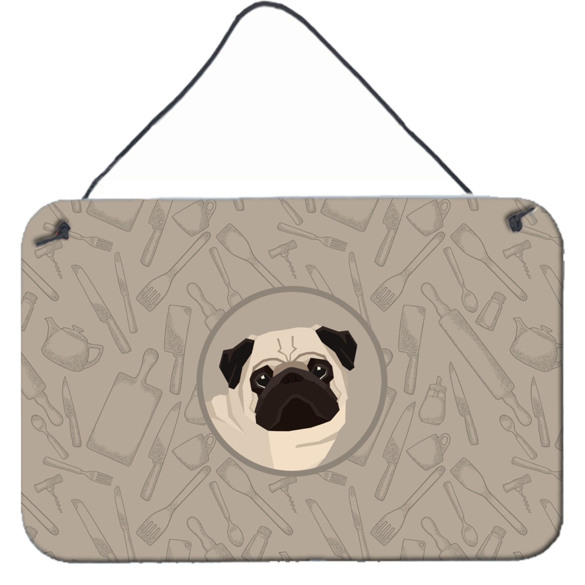 &quotCaroline's Treasures Pug in The Kitchen Door Hanging Prints wall-decor, Multicolor"