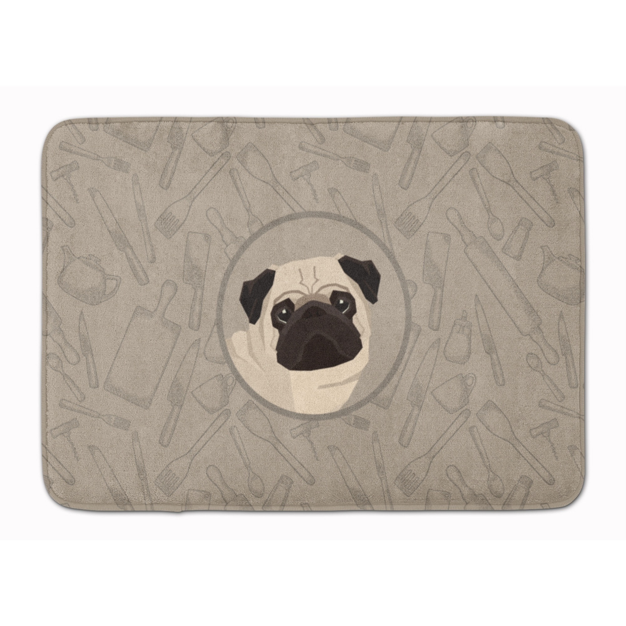 &quotCaroline's Treasures Pug In the Kitchen Machine Washable Memory Foam Mat doormats, Multicolor"