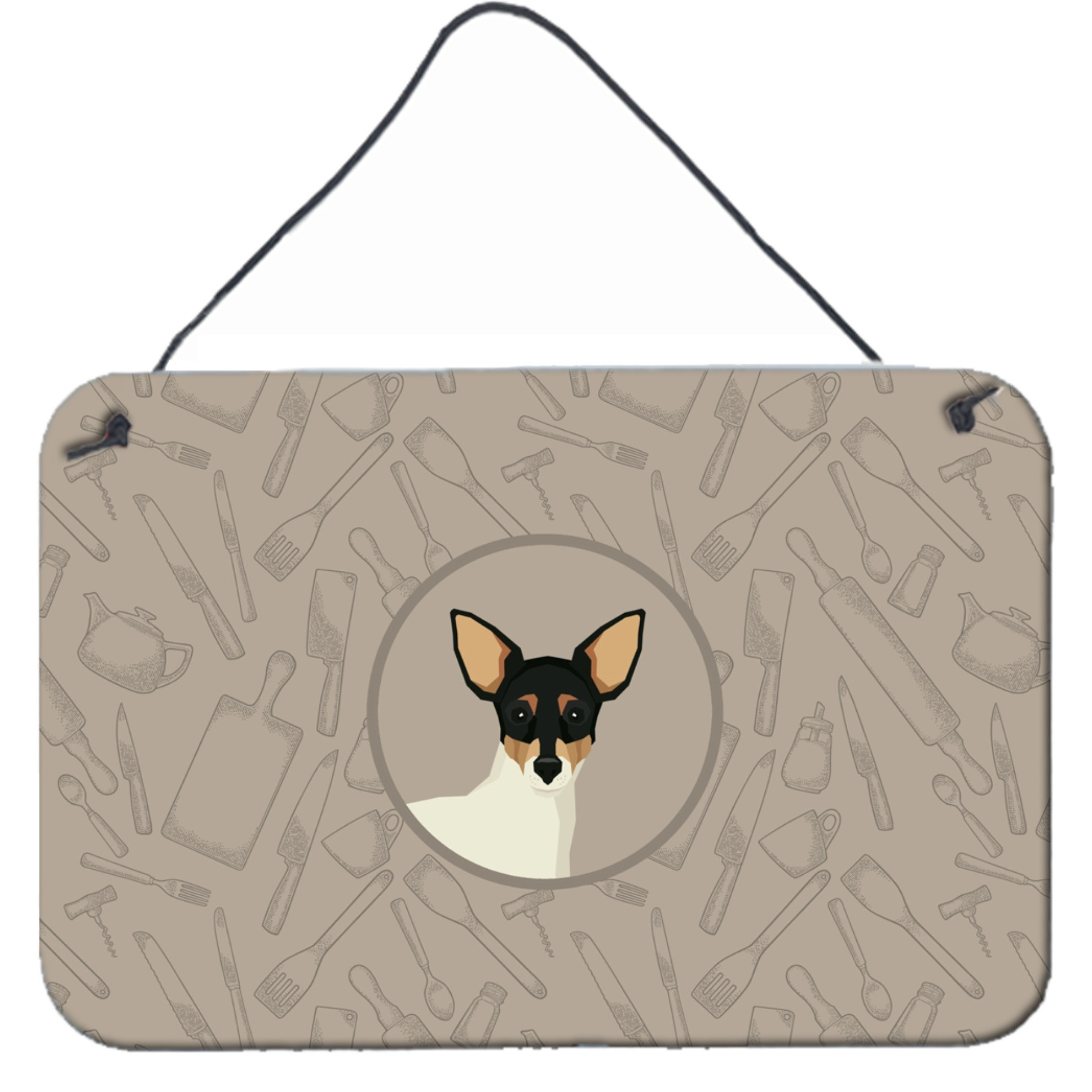 &quotCaroline's Treasures Toy Fox Terrier in The Kitchen Door Hanging Prints wall-decor, Multicolor"