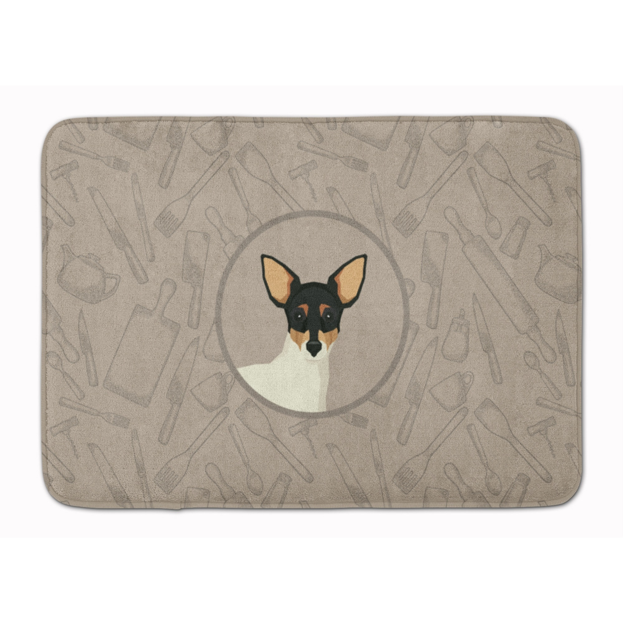 &quotCaroline's Treasures Toy Fox Terrier In the Kitchen Machine Washable Memory Foam Mat doormats, Multicolor"