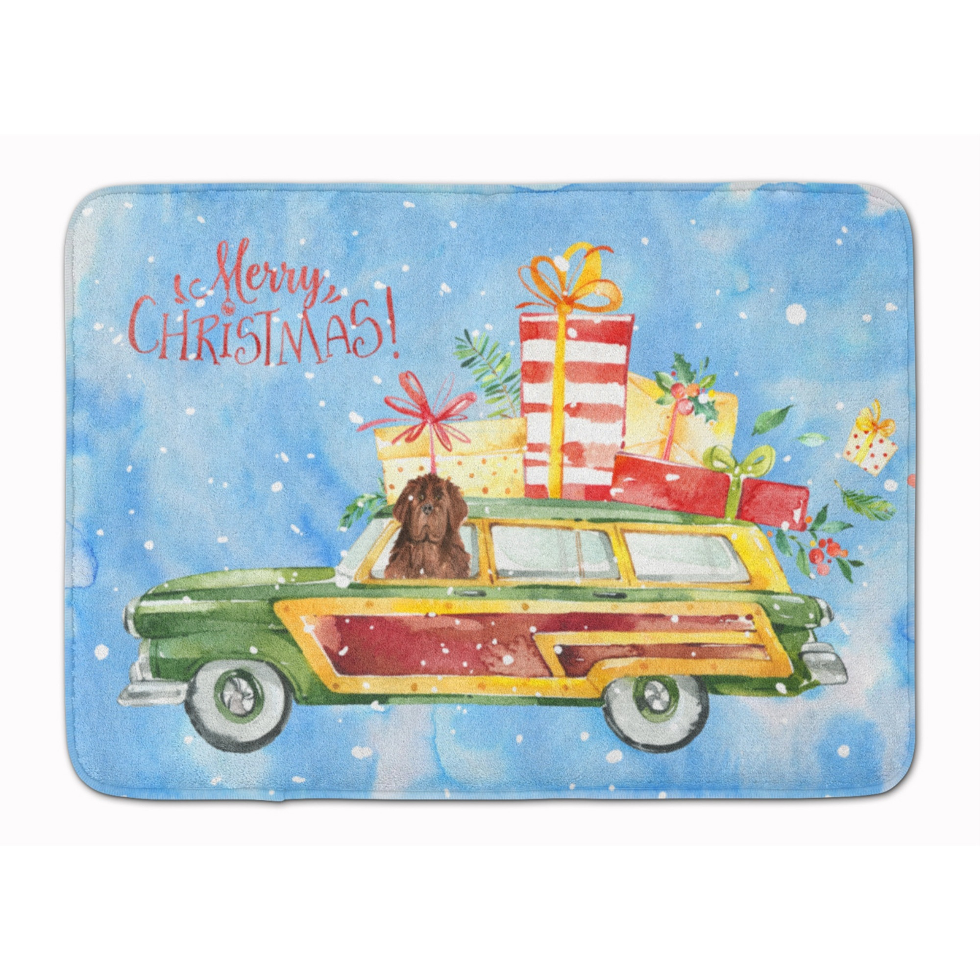 &quotCaroline's Treasures Merry Christmas Newfoundland Machine Washable Memory Foam Mat doormats, Multicolor"