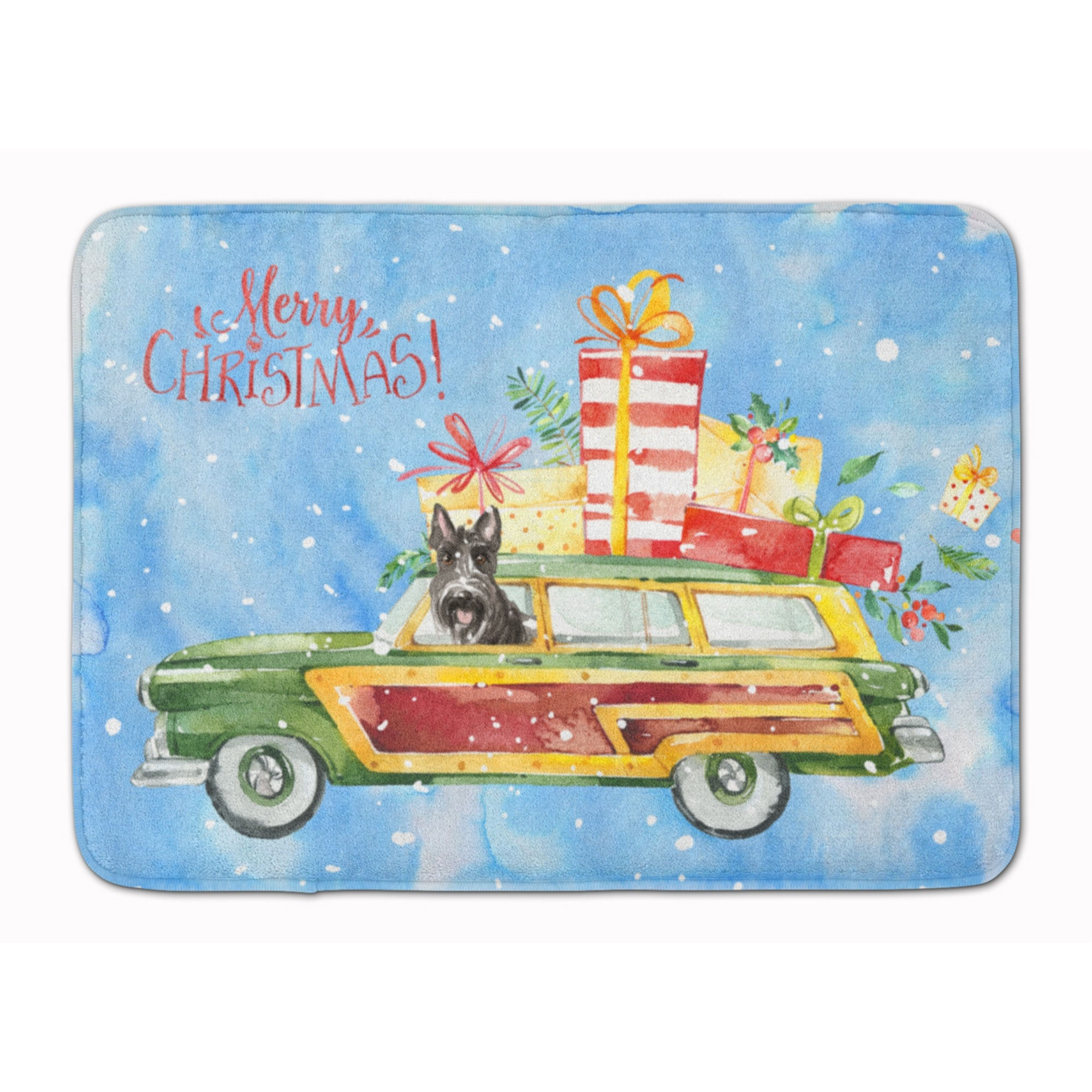 &quotCaroline's Treasures Merry Christmas Scottish Terrier Machine Washable Memory Foam Mat doormats, Multicolor"