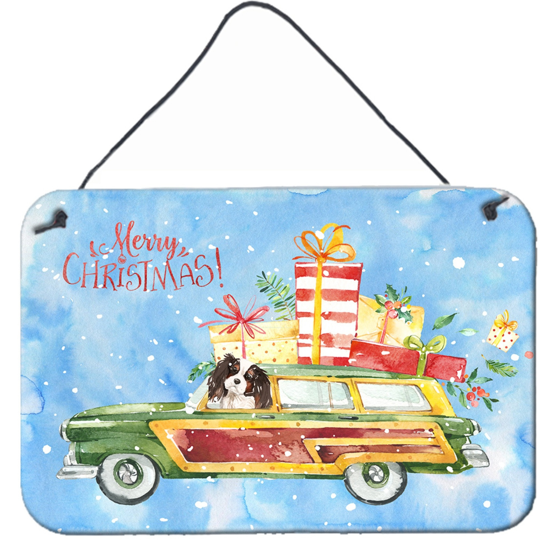&quotCaroline's Treasures Merry Christmas Tricolor Cavalier Spaniel Door Hanging Prints wall-decor, Multicolor"