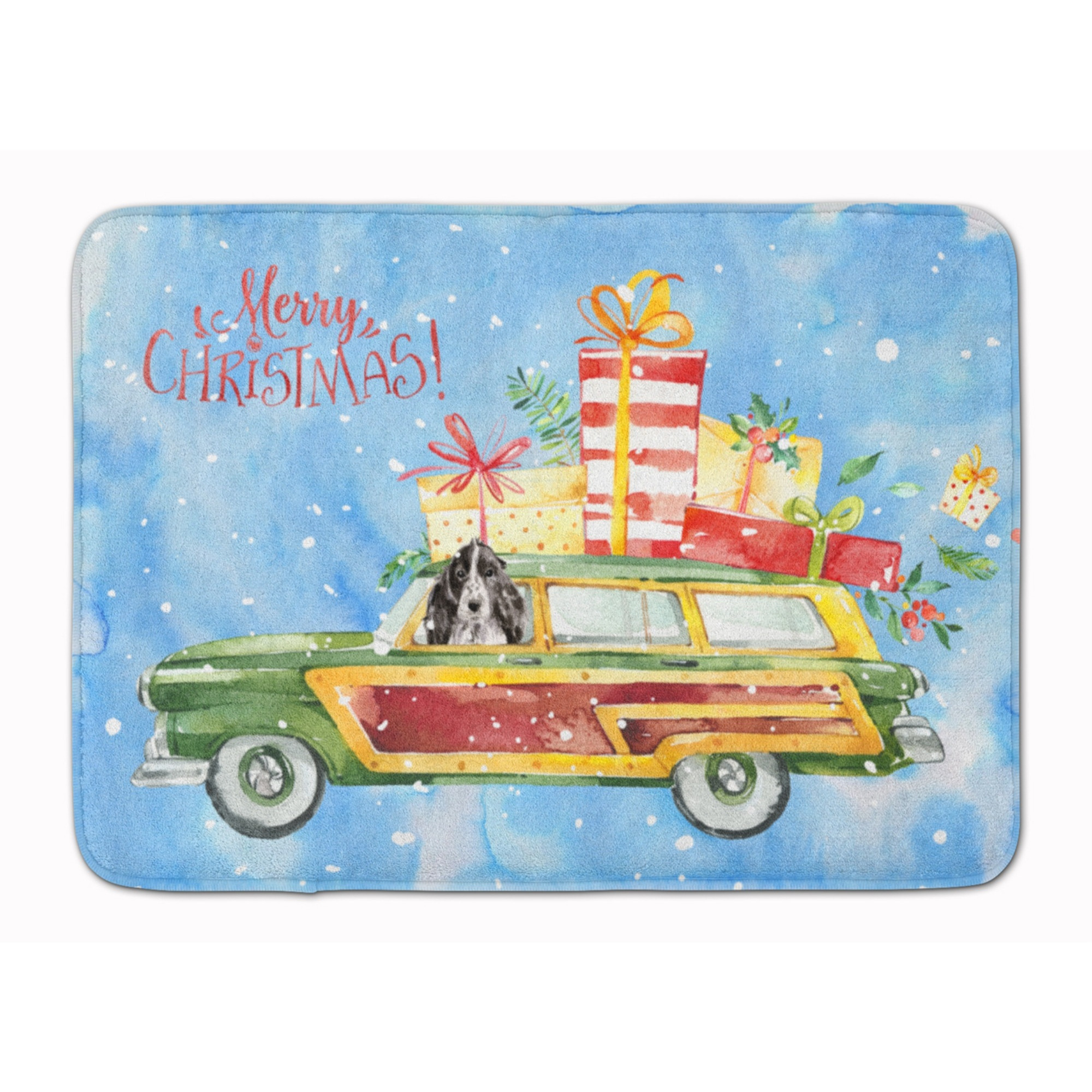 &quotCaroline's Treasures Merry Christmas Black Parti Cocker Spaniel Machine Washable Memory Foam Mat doormats, Multicolor"