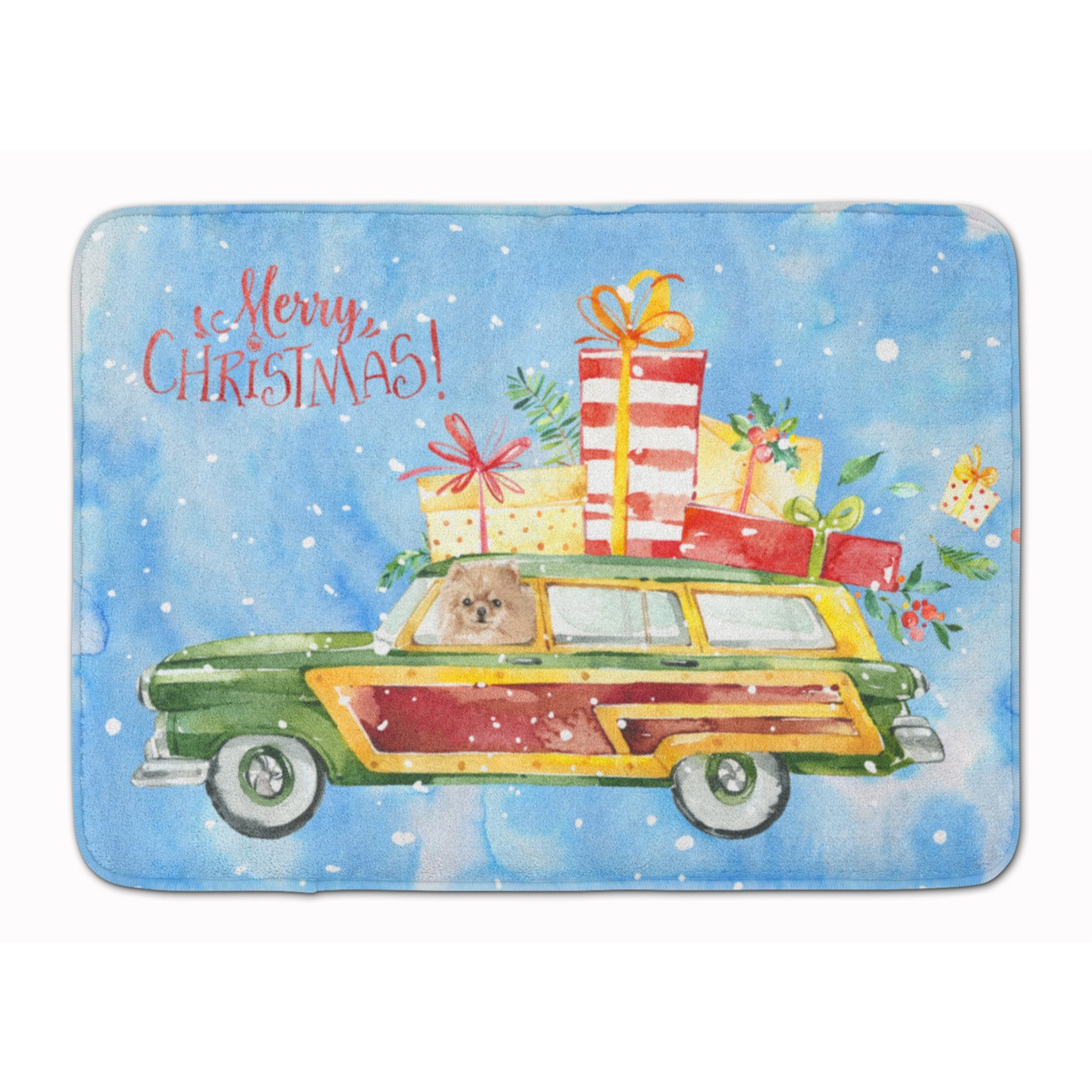 &quotCaroline's Treasures Merry Christmas Pomeranian Machine Washable Memory Foam Mat doormats, Multicolor"