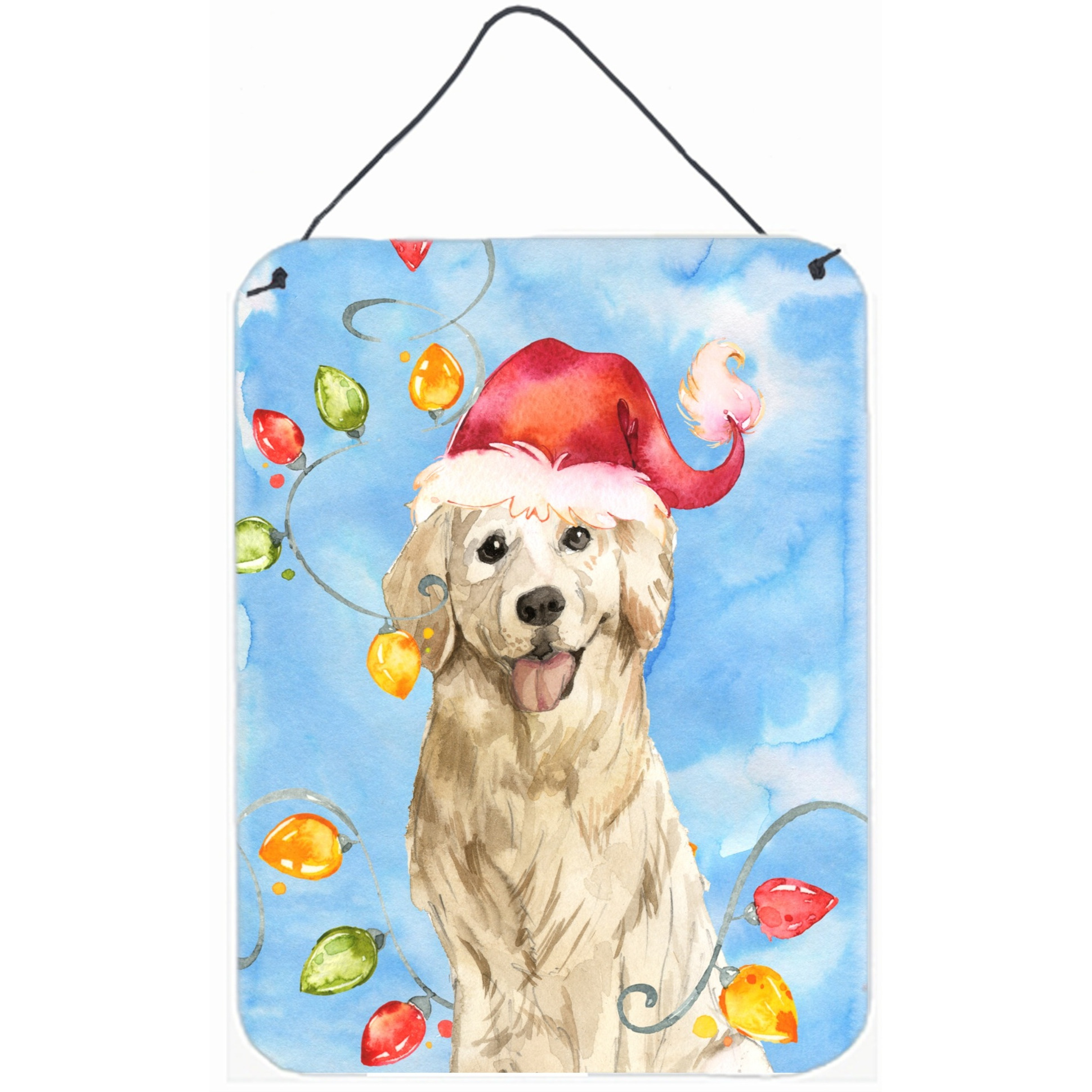 &quotCaroline's Treasures Christmas Lights Golden Retriever Door Hanging Prints wall-decor, Multicolor"
