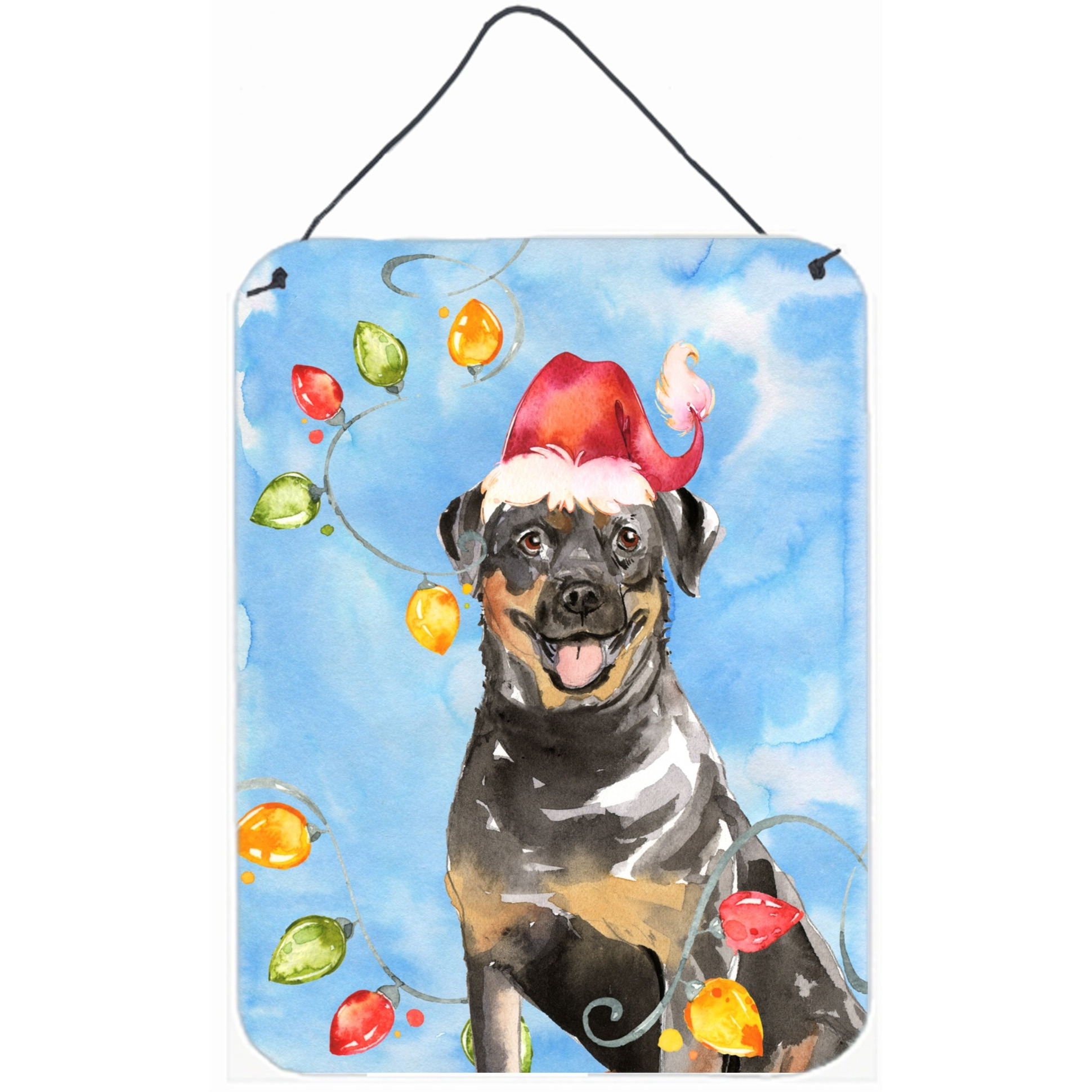 &quotCaroline's Treasures Christmas Lights Rottweiler Door Hanging Prints wall-decor, Multicolor"