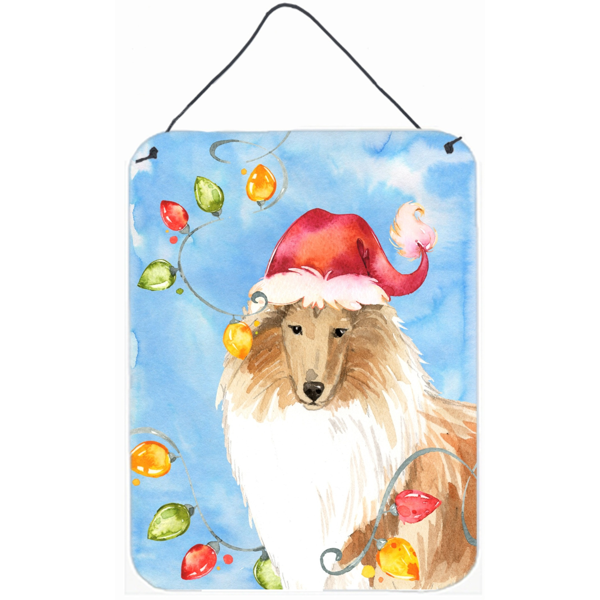 &quotCaroline's Treasures Christmas Lights Collie Door Hanging Prints wall-decor, Multicolor"
