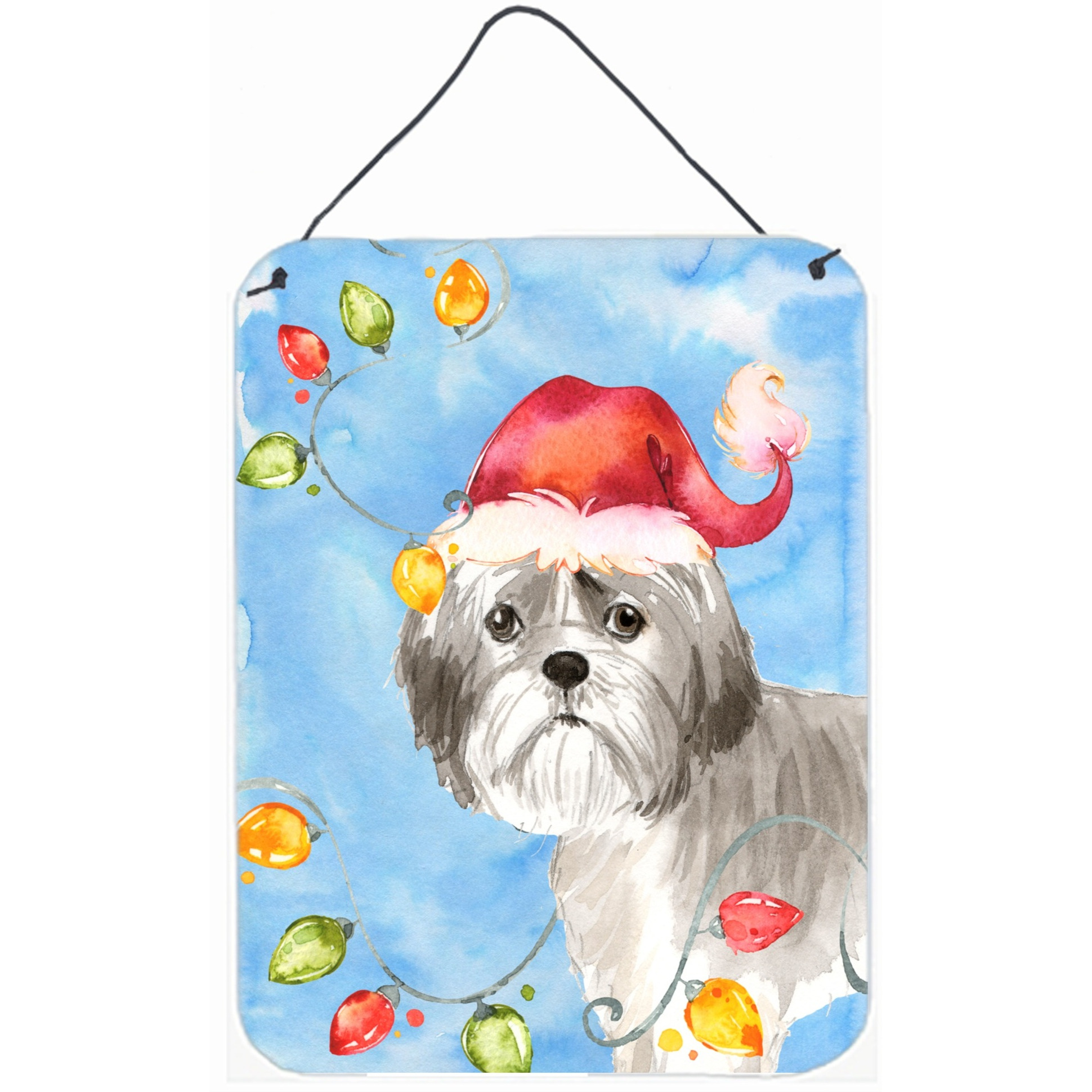 &quotCaroline's Treasures Christmas Lights Shih Tzu Puppy Cut Door Hanging Prints wall-decor, Multicolor"