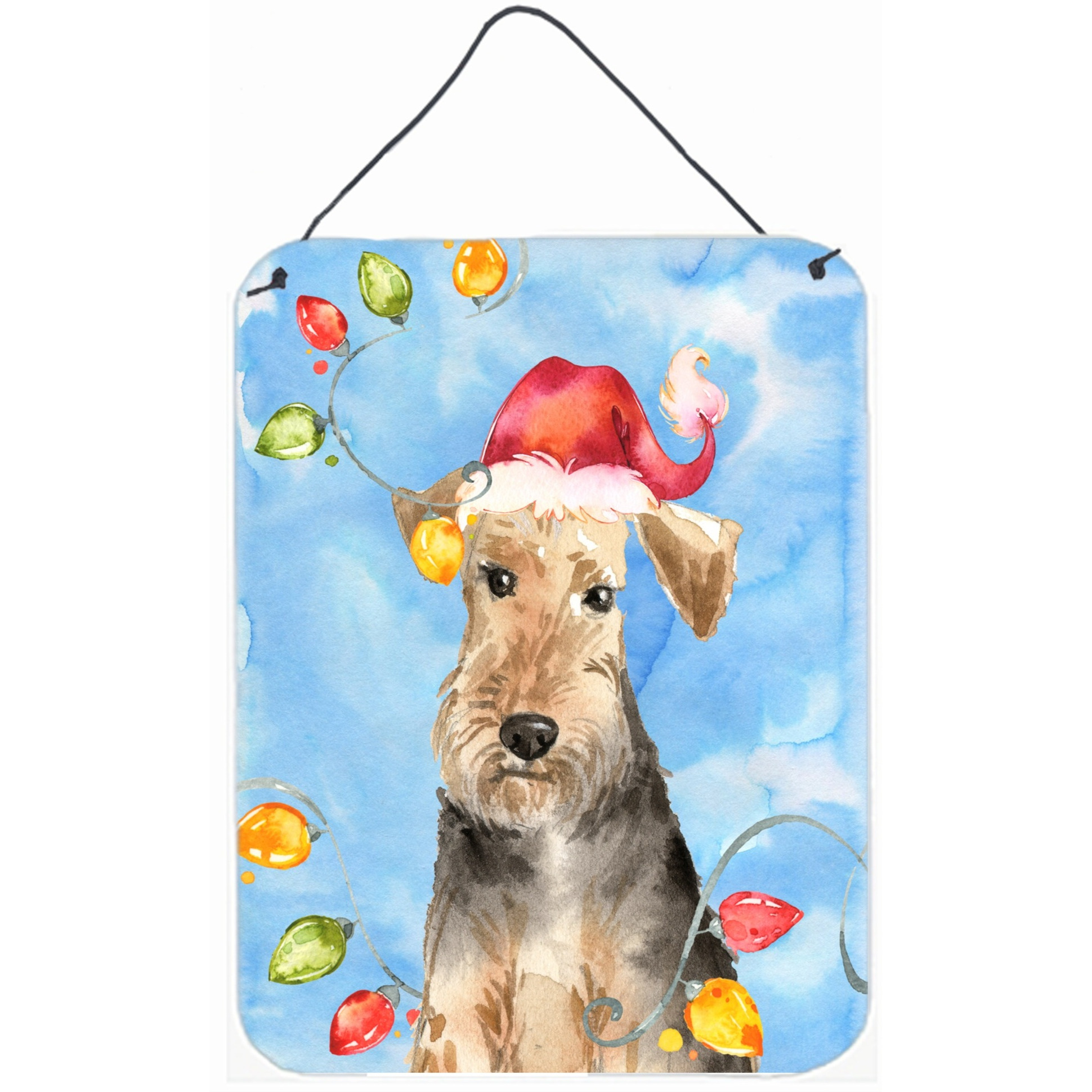 &quotCaroline's Treasures Christmas Lights Welsh Terrier Door Hanging Prints wall-decor, Multicolor"