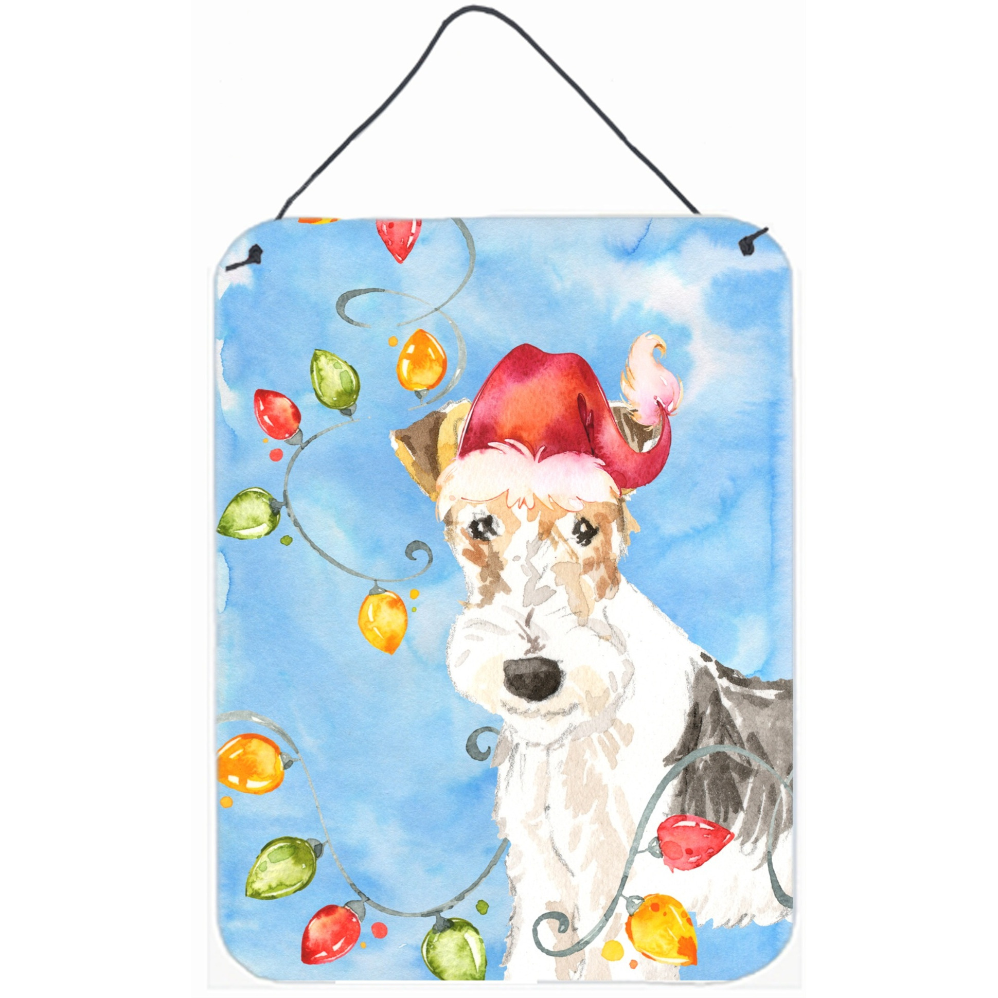 &quotCaroline's Treasures Christmas Lights Fox Terrier Door Hanging Prints wall-decor, Multicolor"