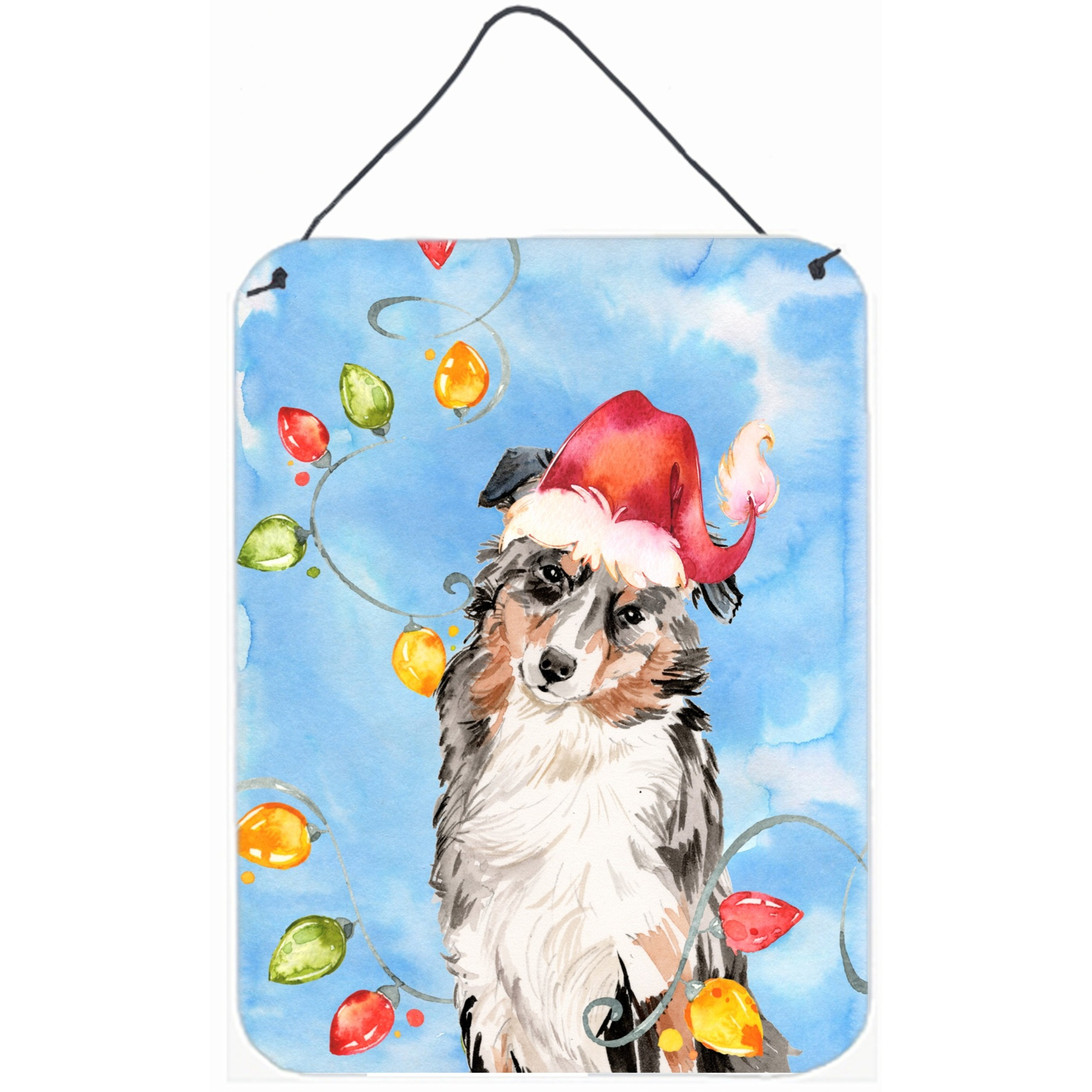 &quotCaroline's Treasures Christmas Lights Australian Shepherd Door Hanging Prints wall-decor, Multicolor"