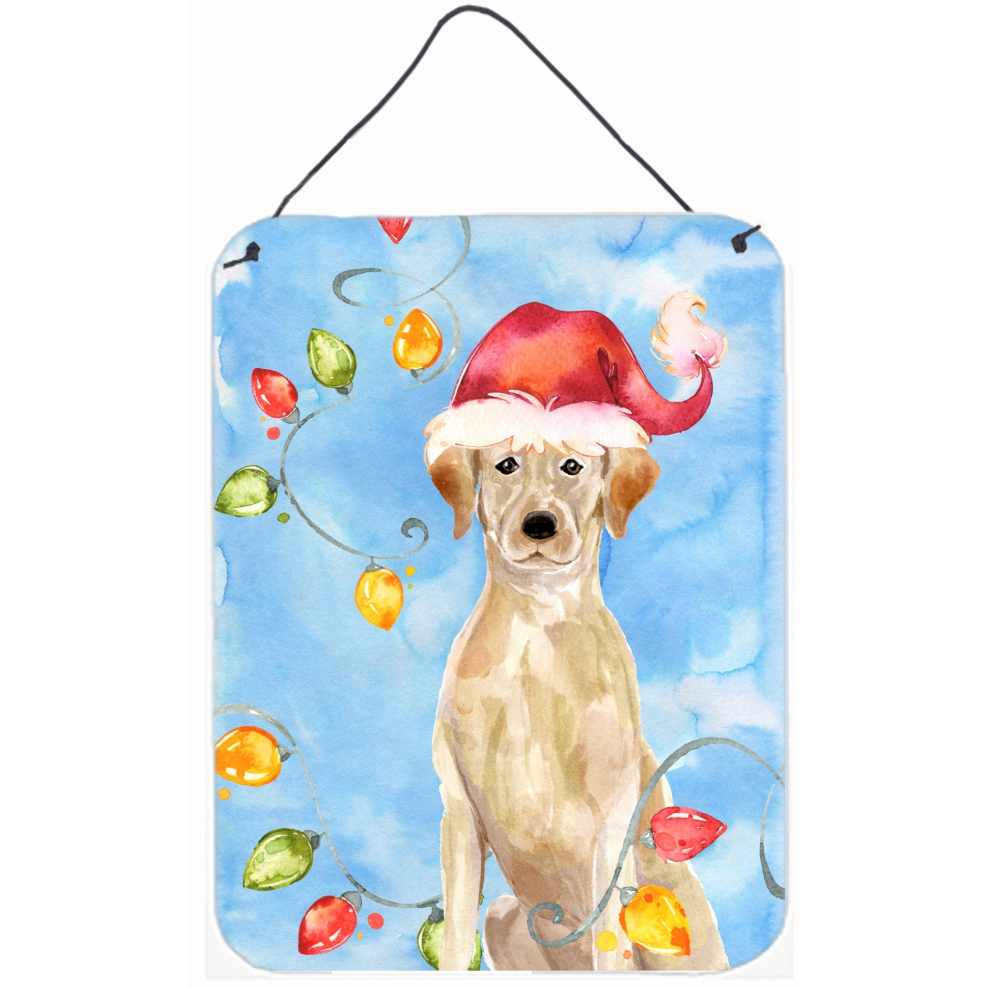 Caroline's Treasures Christmas Lights Yellow Labrador Retriever Door Hanging Prints wall-decor