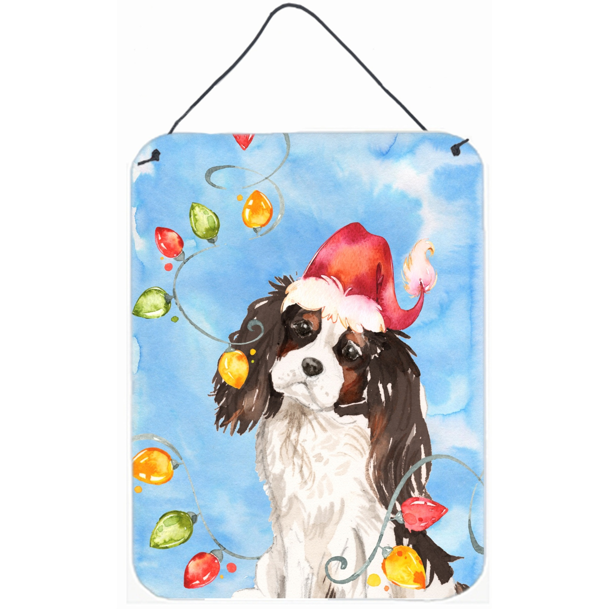 &quotCaroline's Treasures Christmas Lights Tricolor Cavalier Spaniel Door Hanging Prints wall-decor, Multicolor"