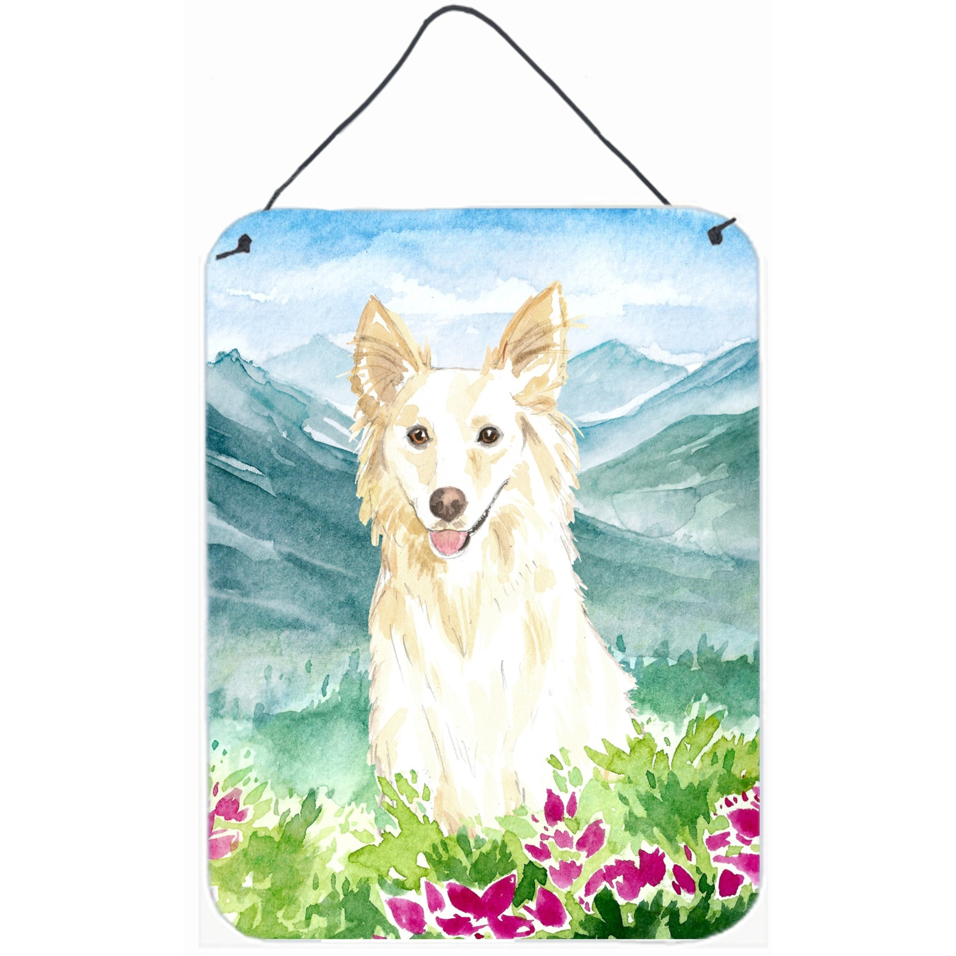 Caroline's Treasures Mountian Flowers White Collie Door Hanging Prints wall-decor
