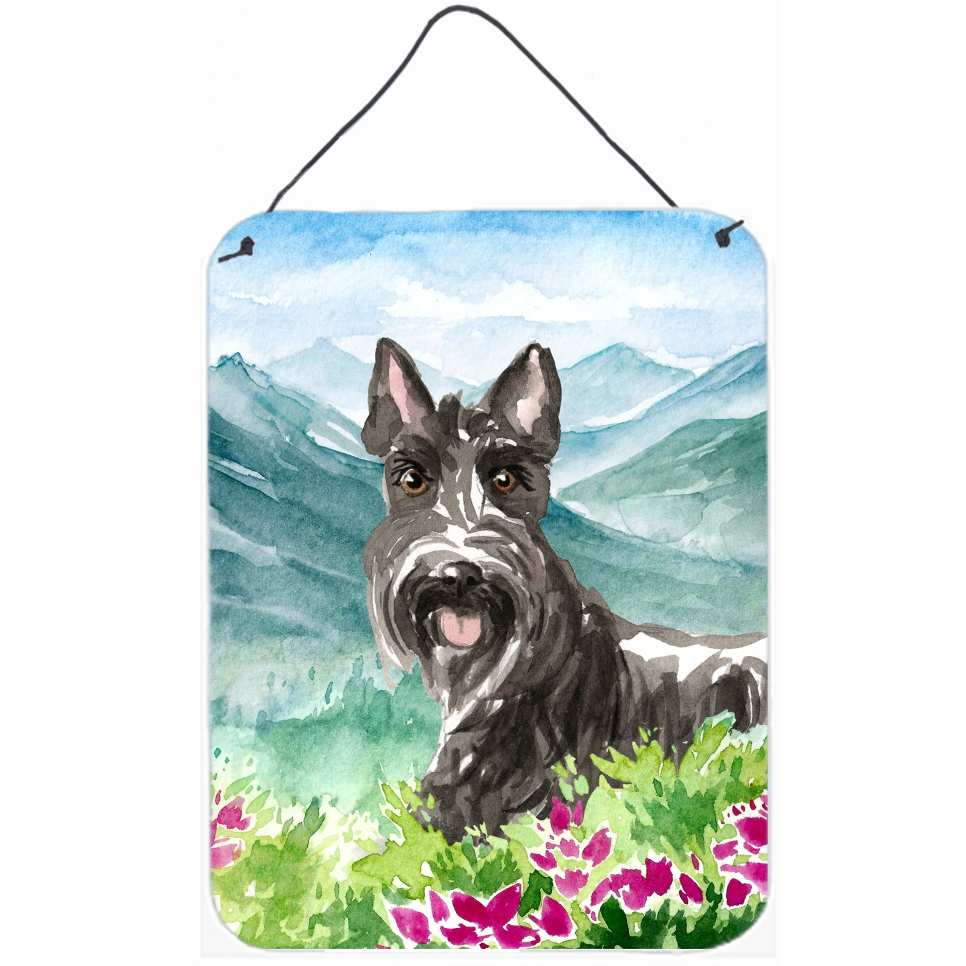 &quotCaroline's Treasures Mountain Flowers Scottish Terrier Door Hanging Prints wall-decor, Multicolor"