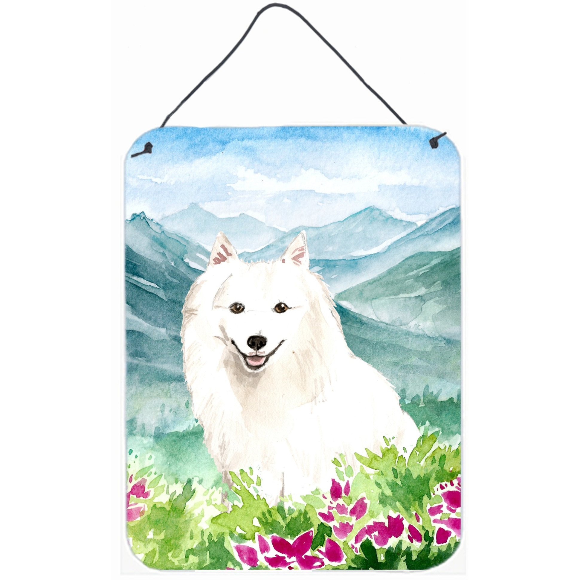 &quotCaroline's Treasures Mountain Flowers Japanese Spitz Door Hanging Prints wall-decor, Multicolor"