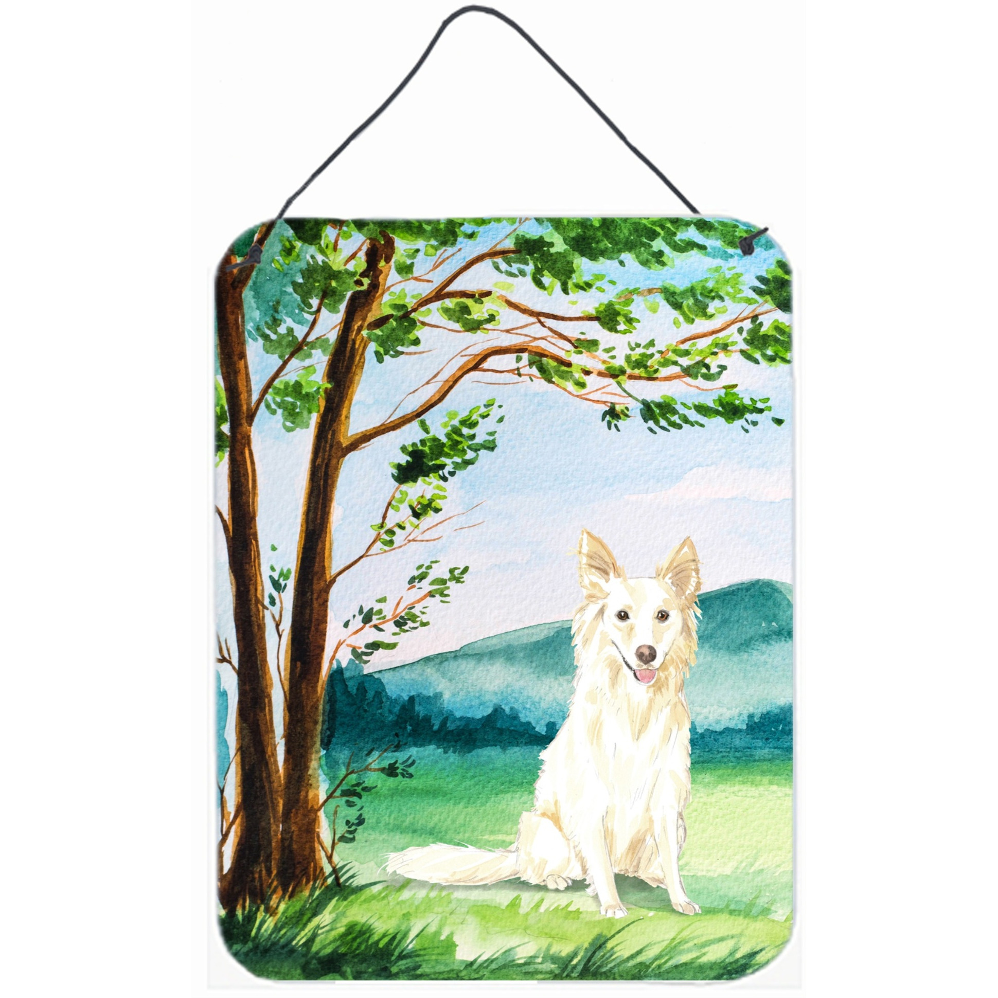 Caroline's Treasures Under the Tree White Collie Door Hanging Prints wall-decor