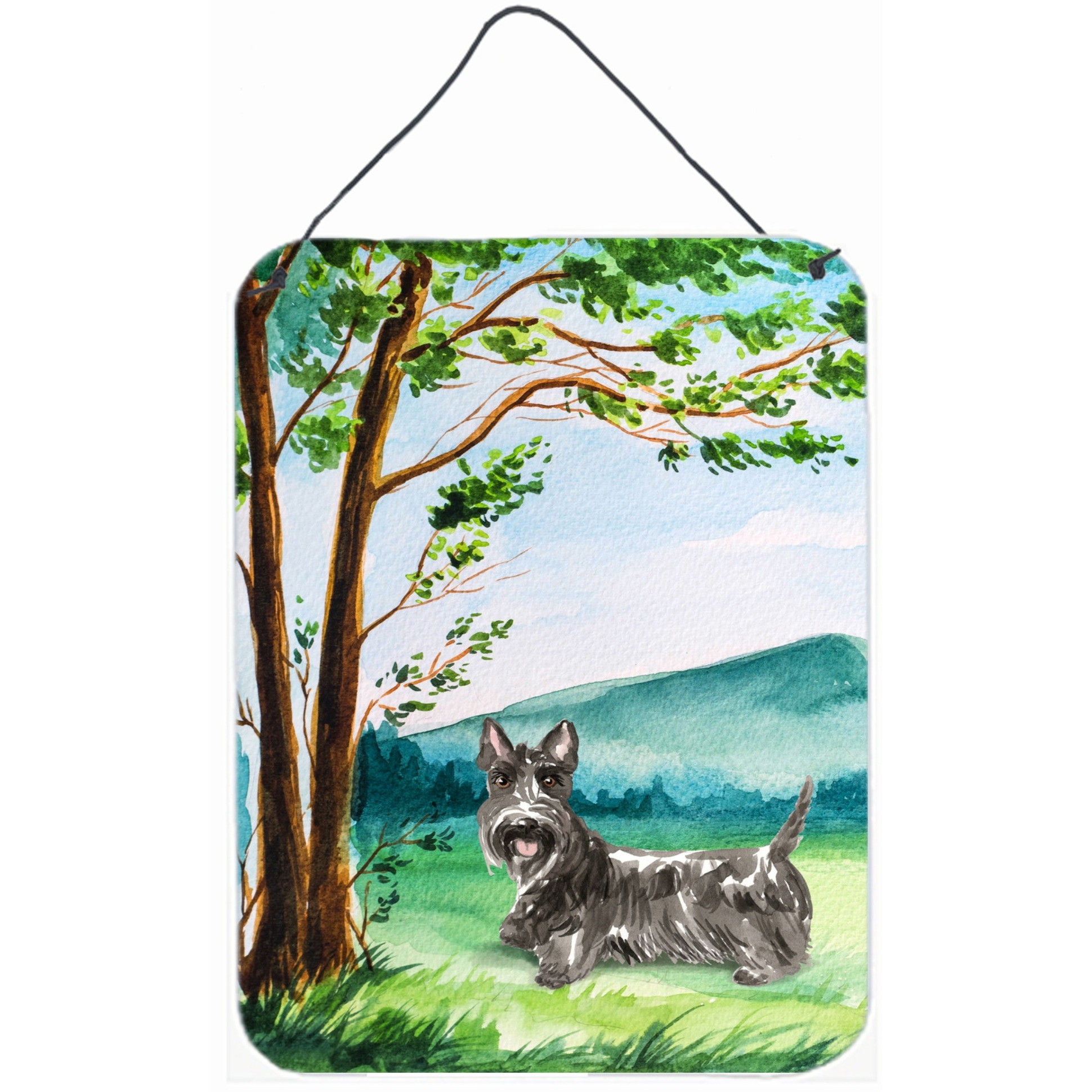 &quotCaroline's Treasures Under the Tree Scottish Terrier Door Hanging Prints wall-decor, Multicolor"