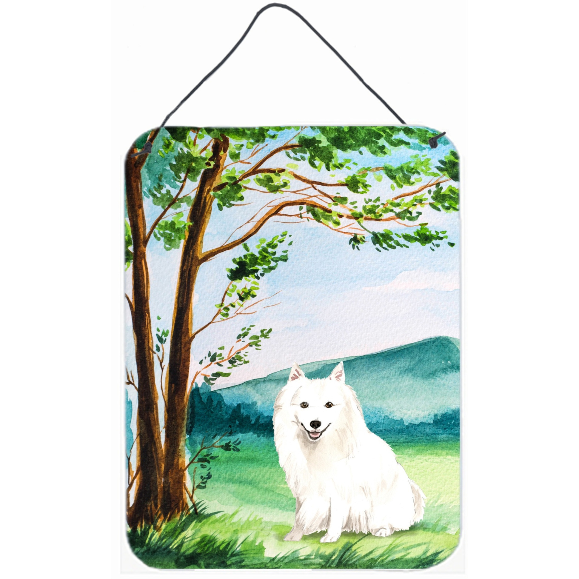 &quotCaroline's Treasures Under the Tree Japanese Spitz Door Hanging Prints wall-decor, Multicolor"