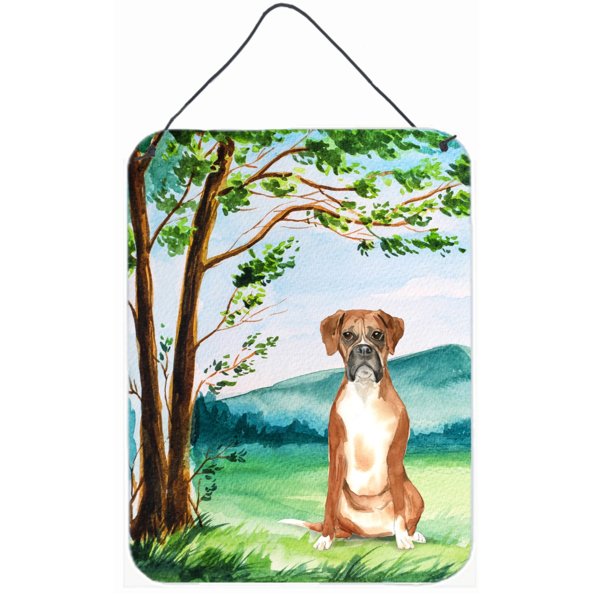 &quotCaroline's Treasures Under the Tree Boxer Door Hanging Prints wall-decor, Multicolor"