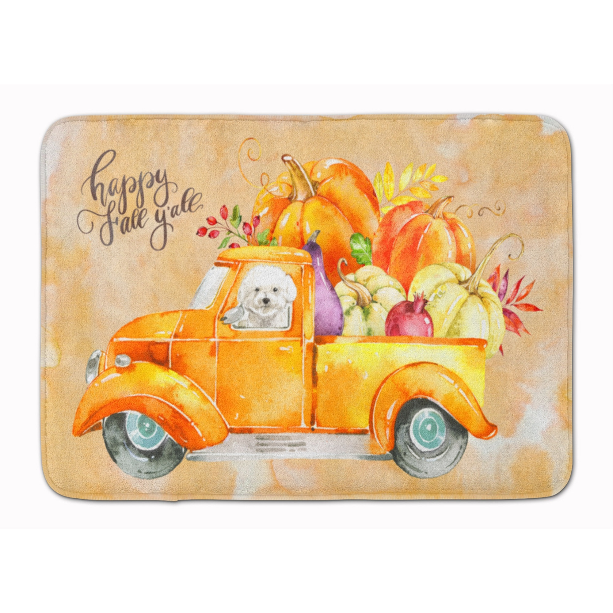 &quotCaroline's Treasures Fall Harvest Bichon Fris Machine Washable Memory Foam Mat doormats, Multicolor"