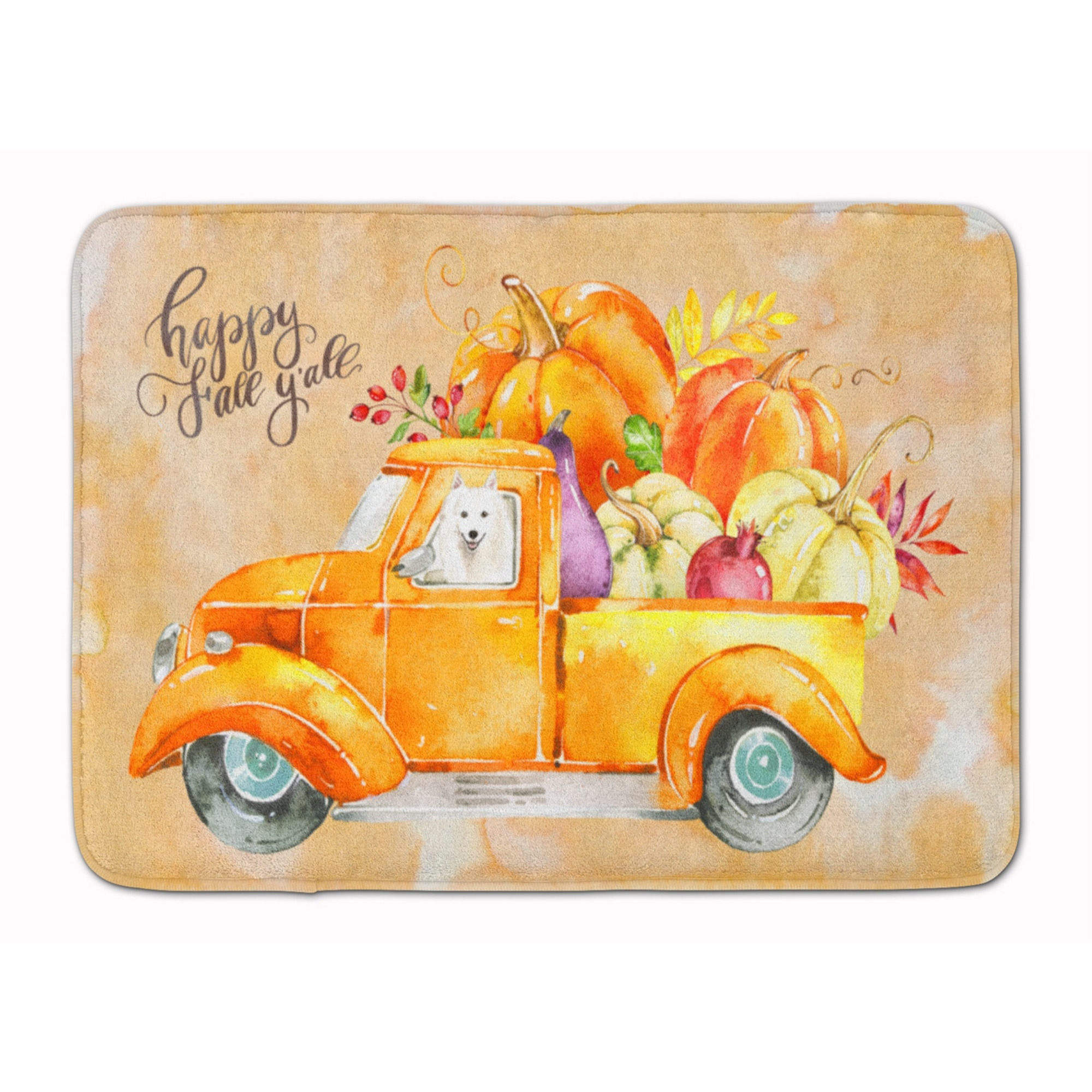 &quotCaroline's Treasures Fall Harvest Japanese Spitz Machine Washable Memory Foam Mat doormats, Multicolor"