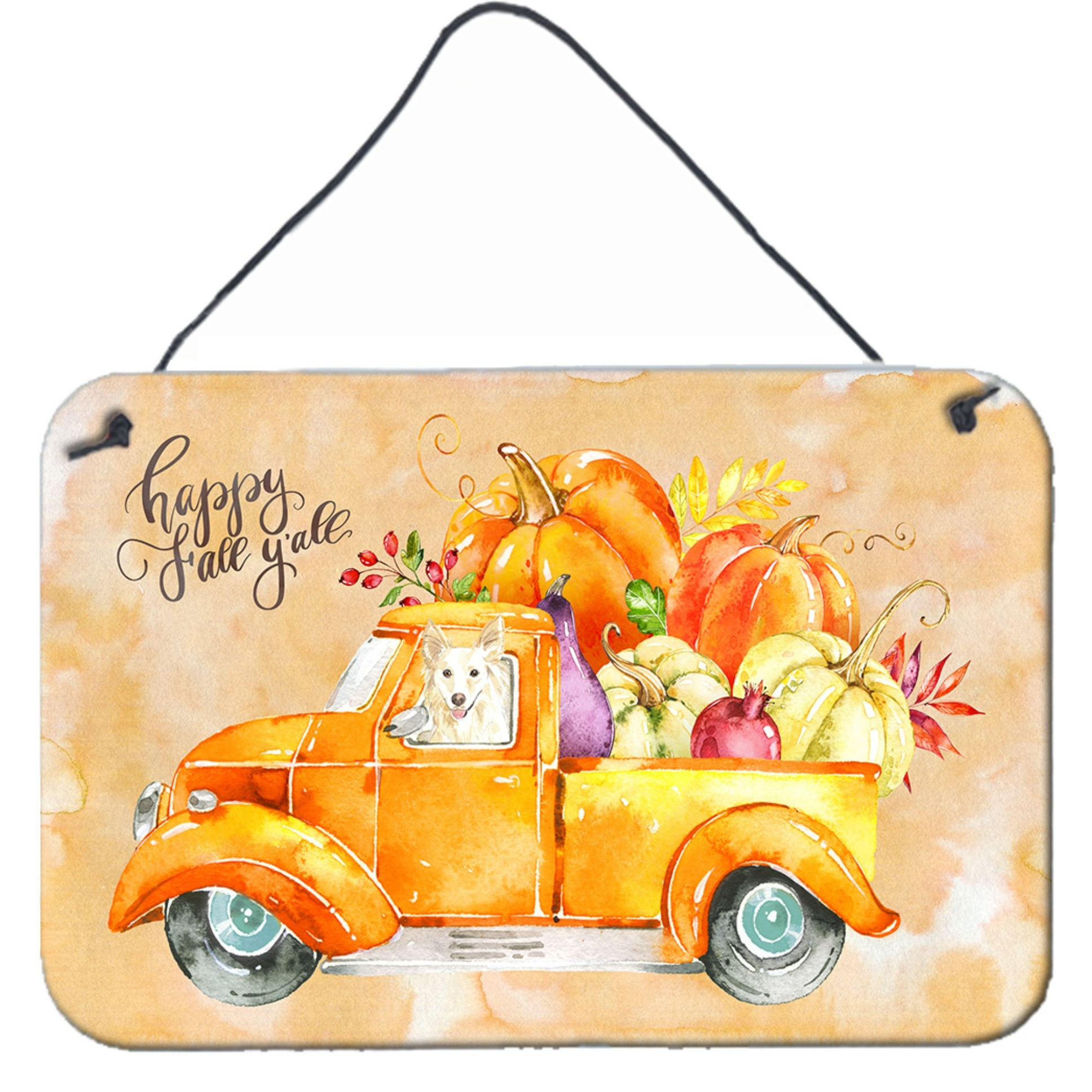 Caroline's Treasures Fall Harvest White Collie Door Hanging Prints wall-decor