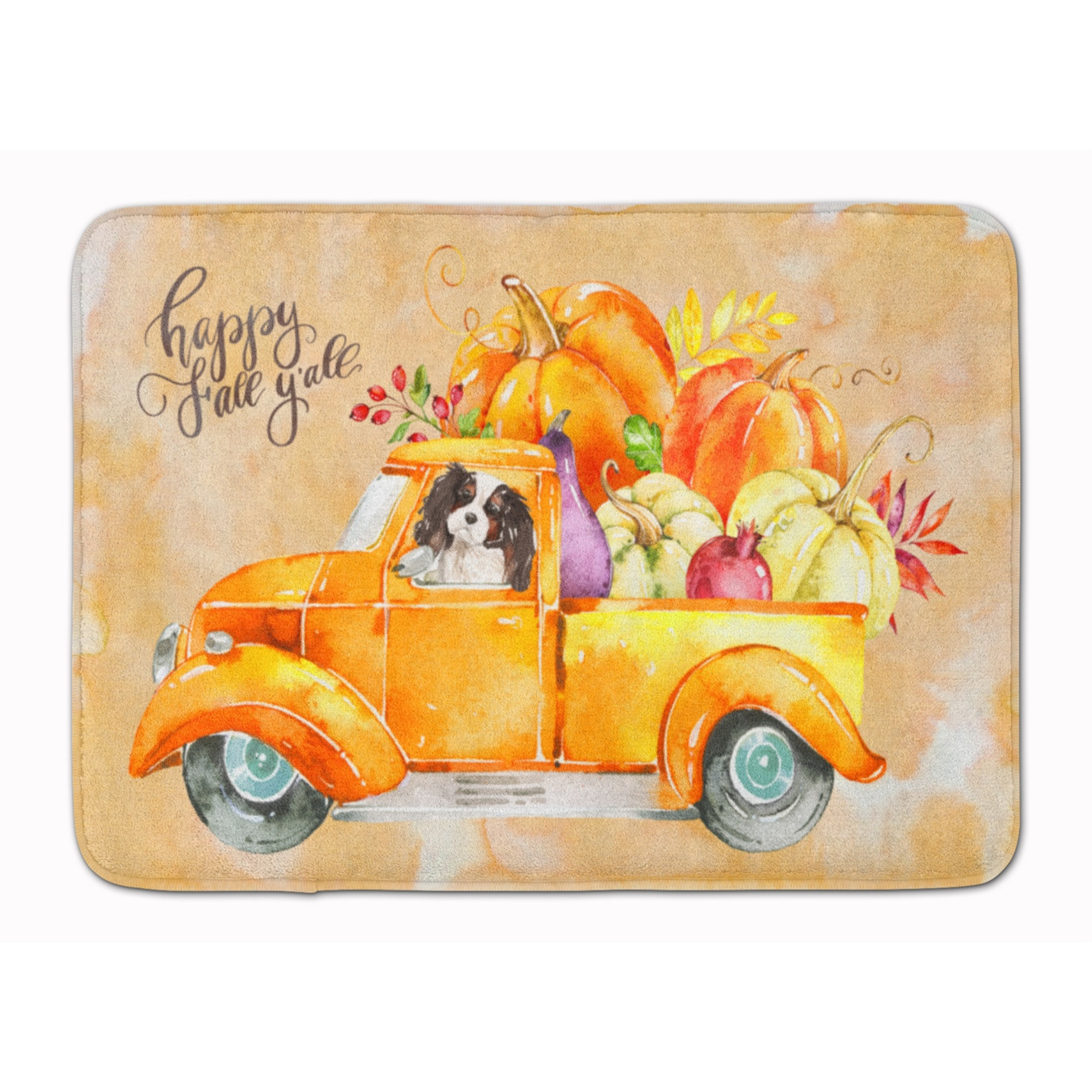 &quotCaroline's Treasures Fall Harvest Tricolor Cavalier Spaniel Machine Washable Memory Foam Mat doormats, Multicolor"