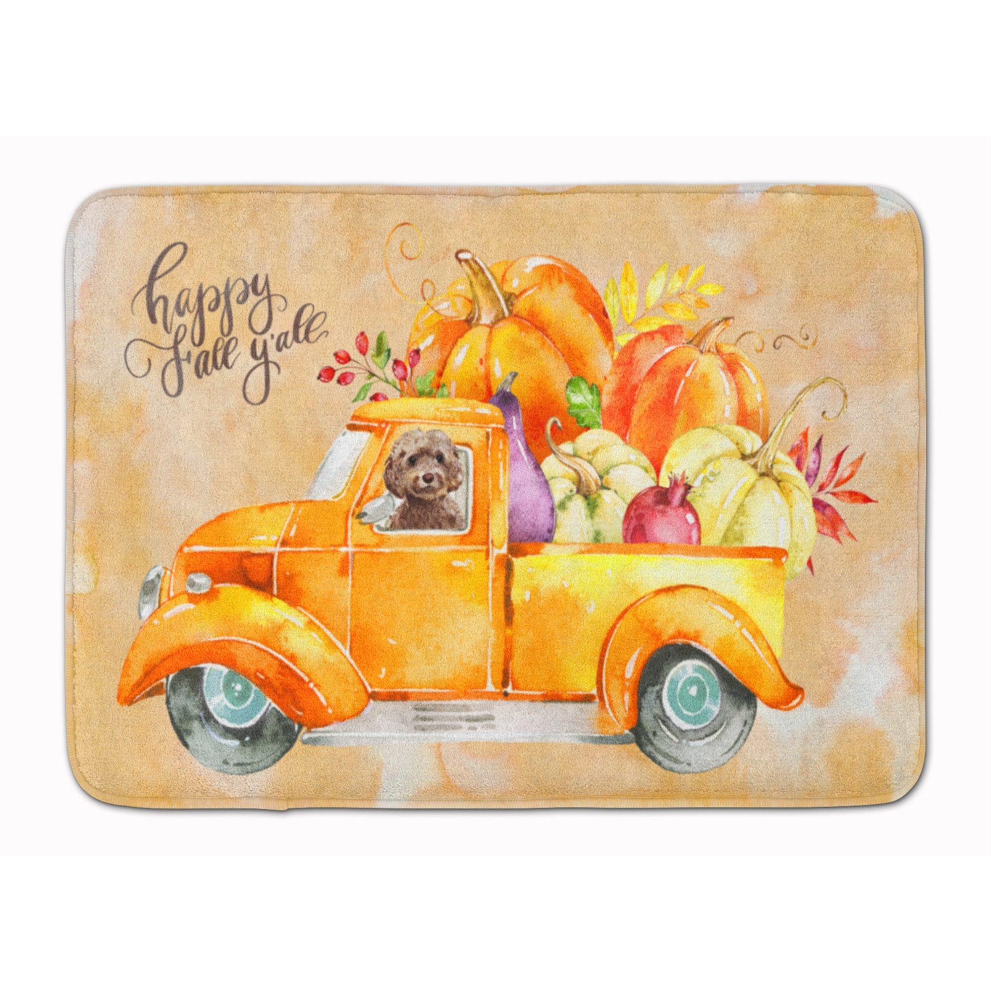&quotCaroline's Treasures Fall Harvest Brown Cockapoo Machine Washable Memory Foam Mat doormats, Multicolor"